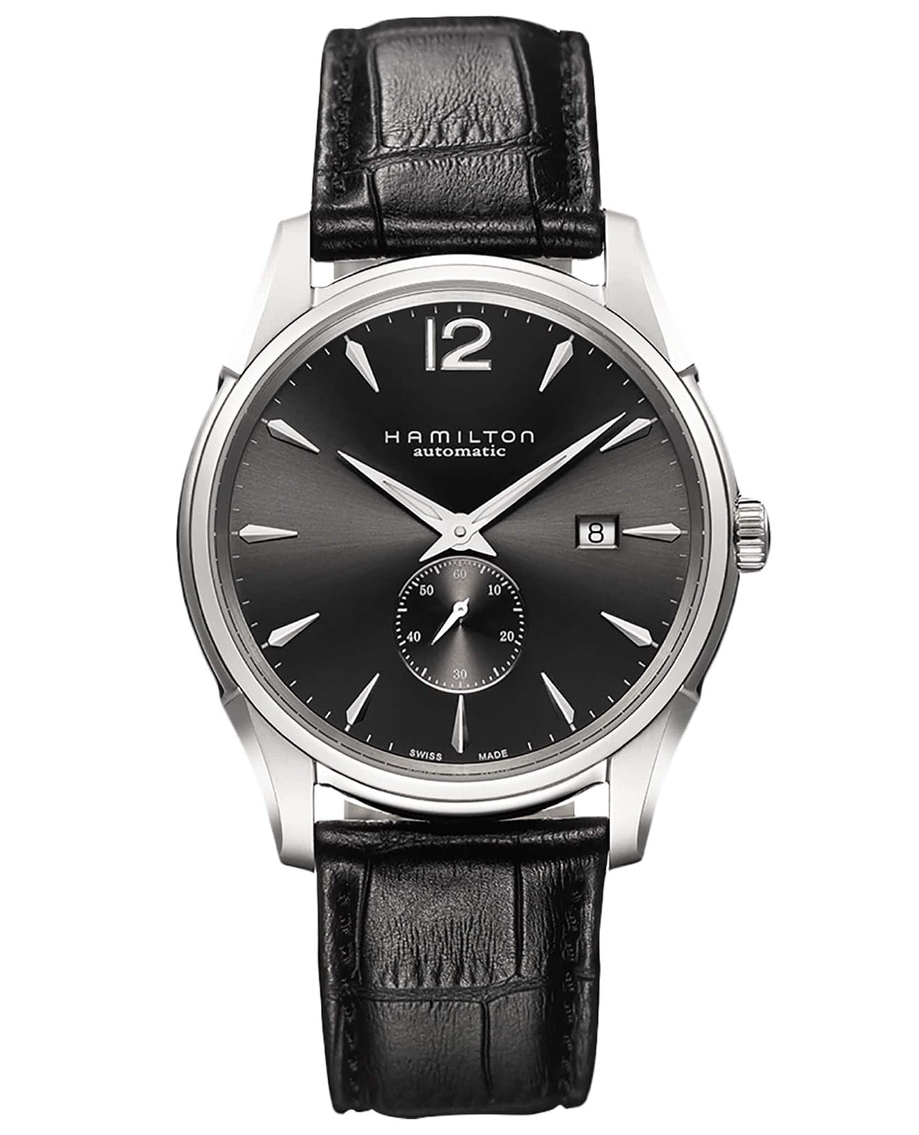 Hamilton Hamilton Jazzmaster Small Second Auto H38655785  H38655785 механические мужские часы черный циферблат, браслет кожаный — вид спереди