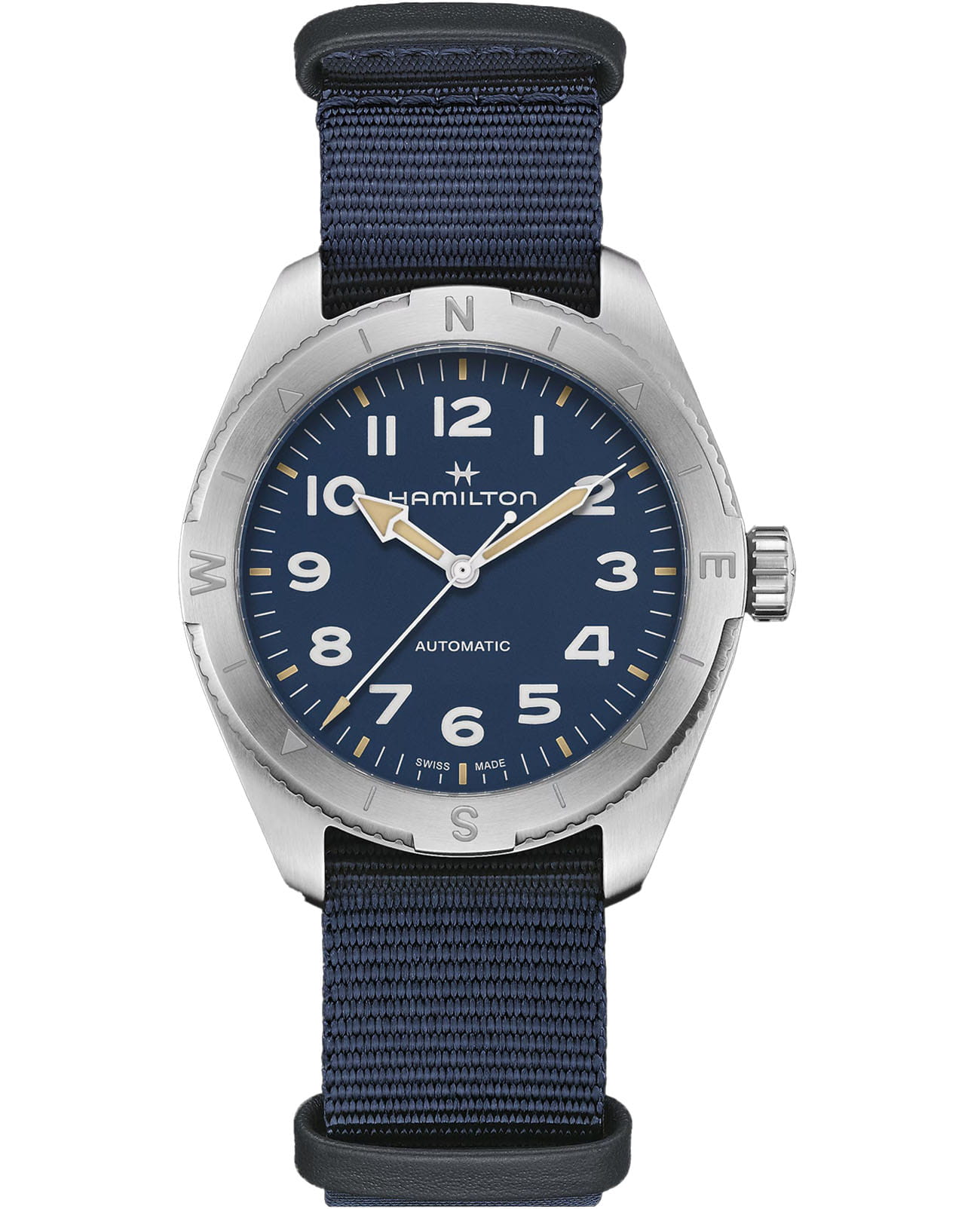 Hamilton Hamilton Khaki Field Expedition Auto H70315940  H70315940 механические мужские часы синий циферблат, браслет тканевый — вид спереди