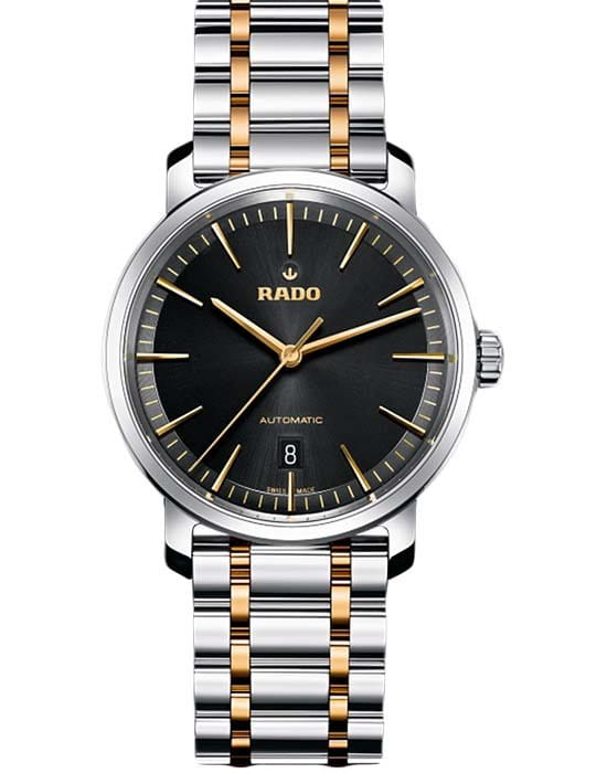 Rado Rado Diamaster R14077163 Automatic R14077163 механические мужские часы черный циферблат, браслет сталь c pvd покрытием — вид спереди