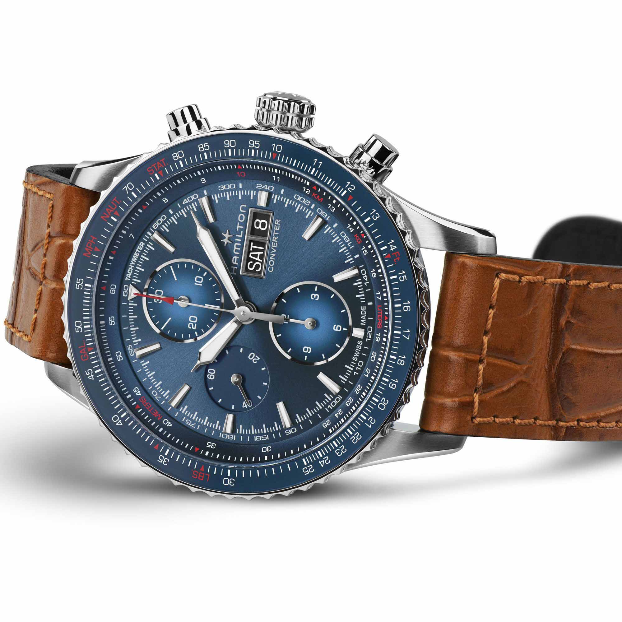 Оригинальные часы Hamilton Hamilton Khaki Aviation Converter Auto Chrono H76746540 механические калибр механизма h-21 общий вид