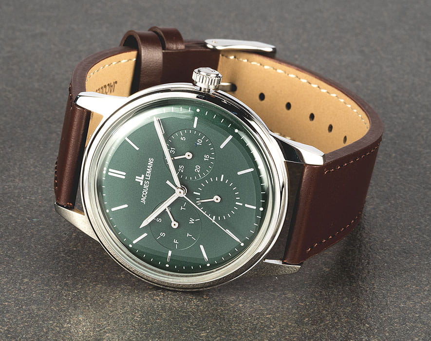 Jacques Lemans Jacques Lemans Retro Classic 1-2061C,  австрия мужские часы на браслете кожаный боковой вид