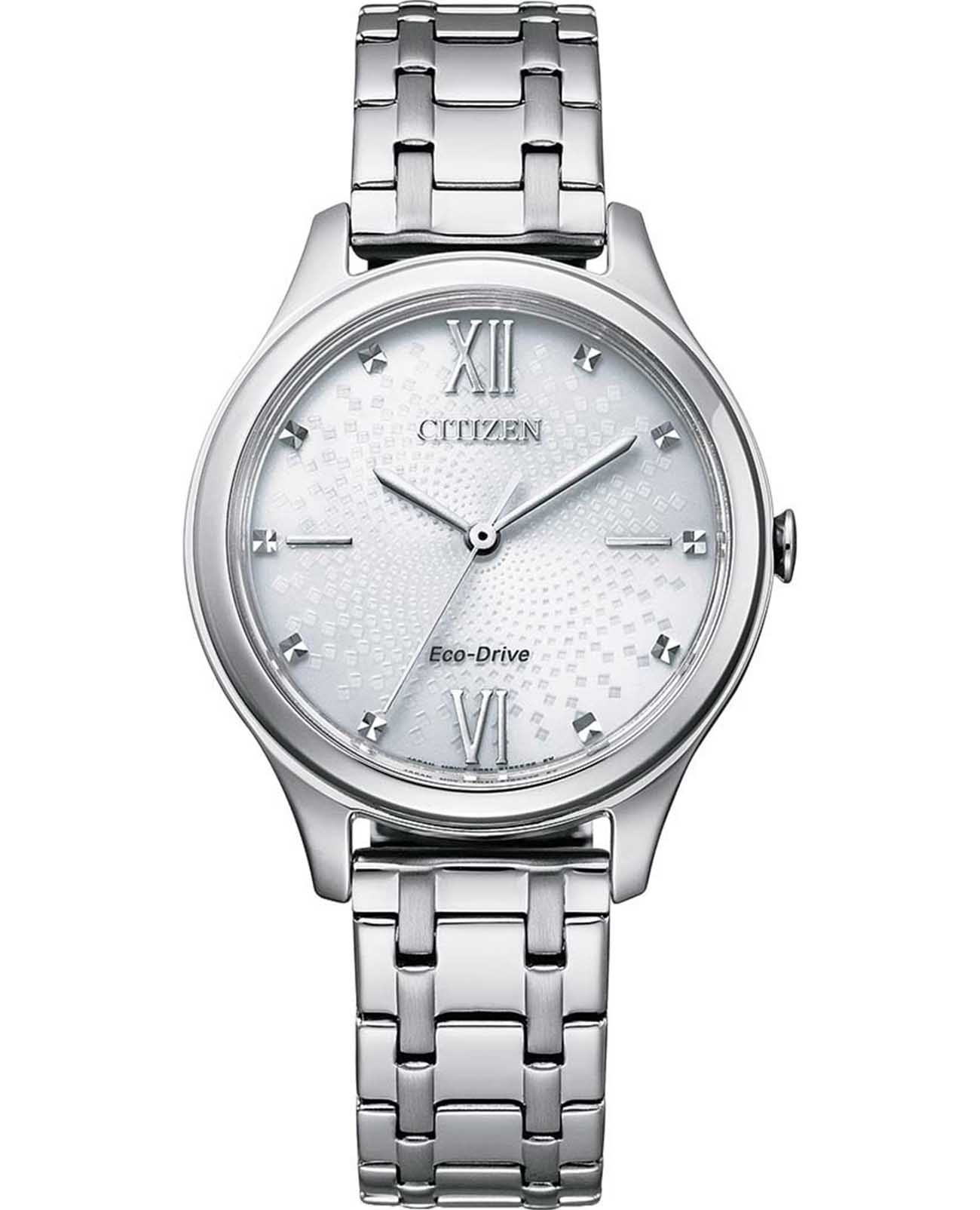 Citizen Citizen Eco-Drive EM0500-73A  EM0500-73A кварцевые женские часы белый циферблат, браслет нержавеющая сталь — вид спереди