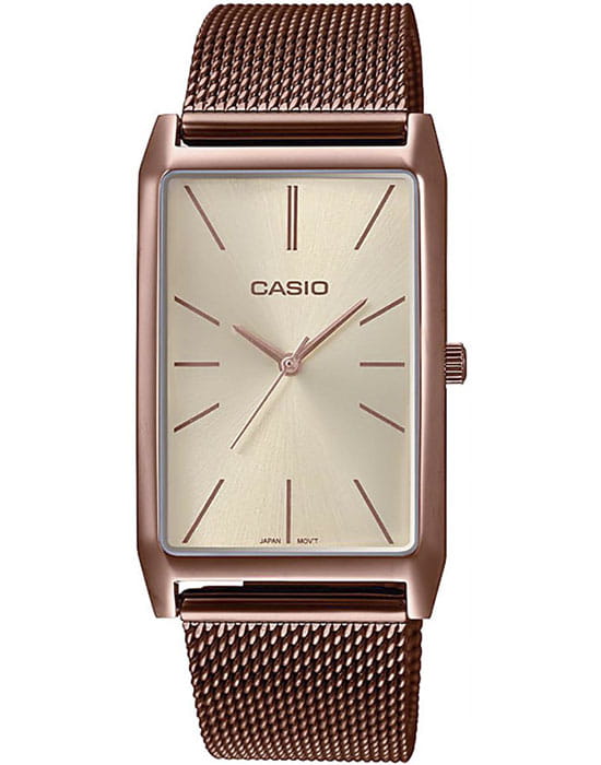 Casio Casio Collection LTP-E156MR-9A Retro LTP-E156MR-9AEF кварцевые женские часы золотой циферблат, браслет сталь с ip покрытием — вид спереди
