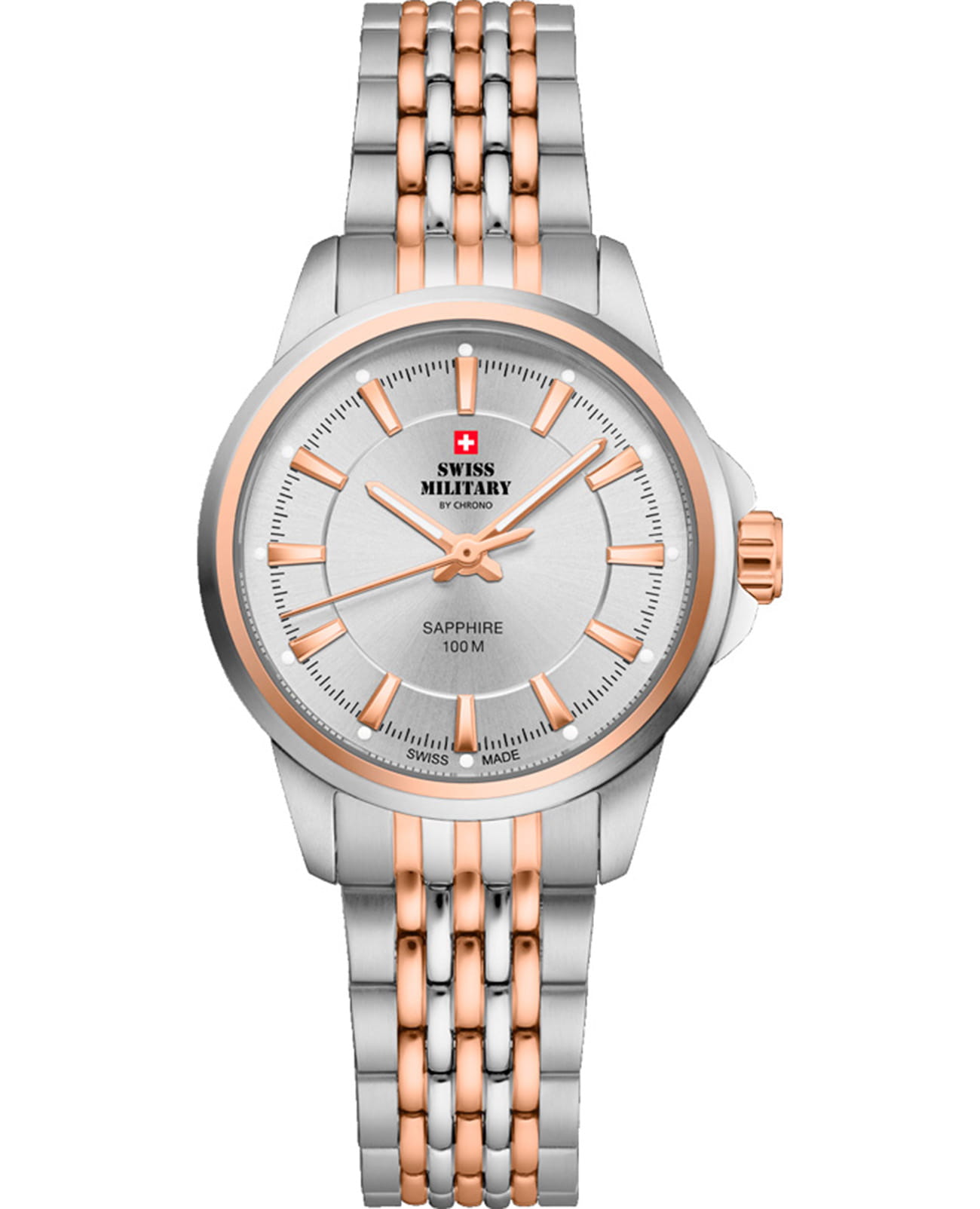 Swiss Military by Chrono Swiss Military by Chrono Classic SM34105.07  SM34105.07 кварцевые женские часы  циферблат, браслет нержавеющая сталь с pvd-покрытием — вид спереди