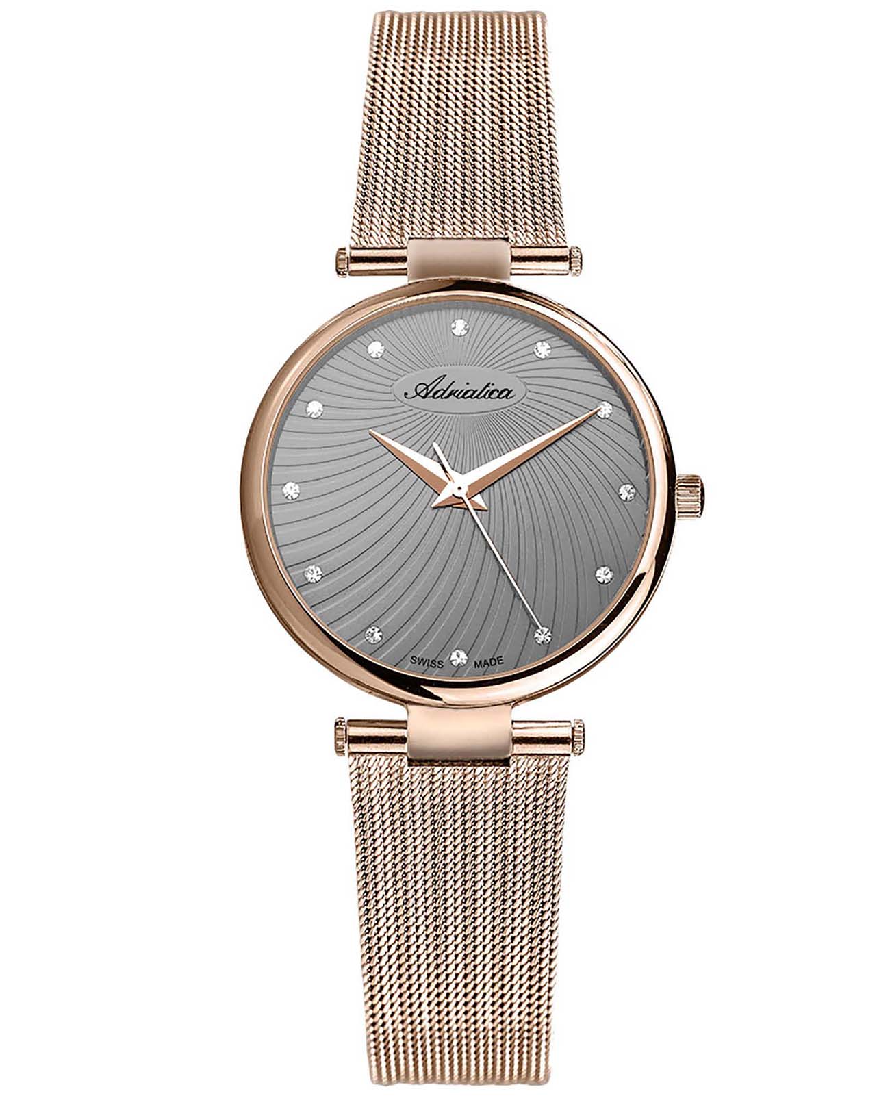 Adriatica Adriatica A3689.9147Q  A3689.9147Q кварцевые женские часы серый циферблат, браслет сталь c pvd покрытием — вид спереди
