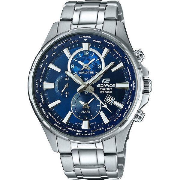 Casio Casio Edifice EFR-304D-2A EFR EFR-304D-2A кварцевые мужские часы синий циферблат, браслет карбон + полимер — вид спереди