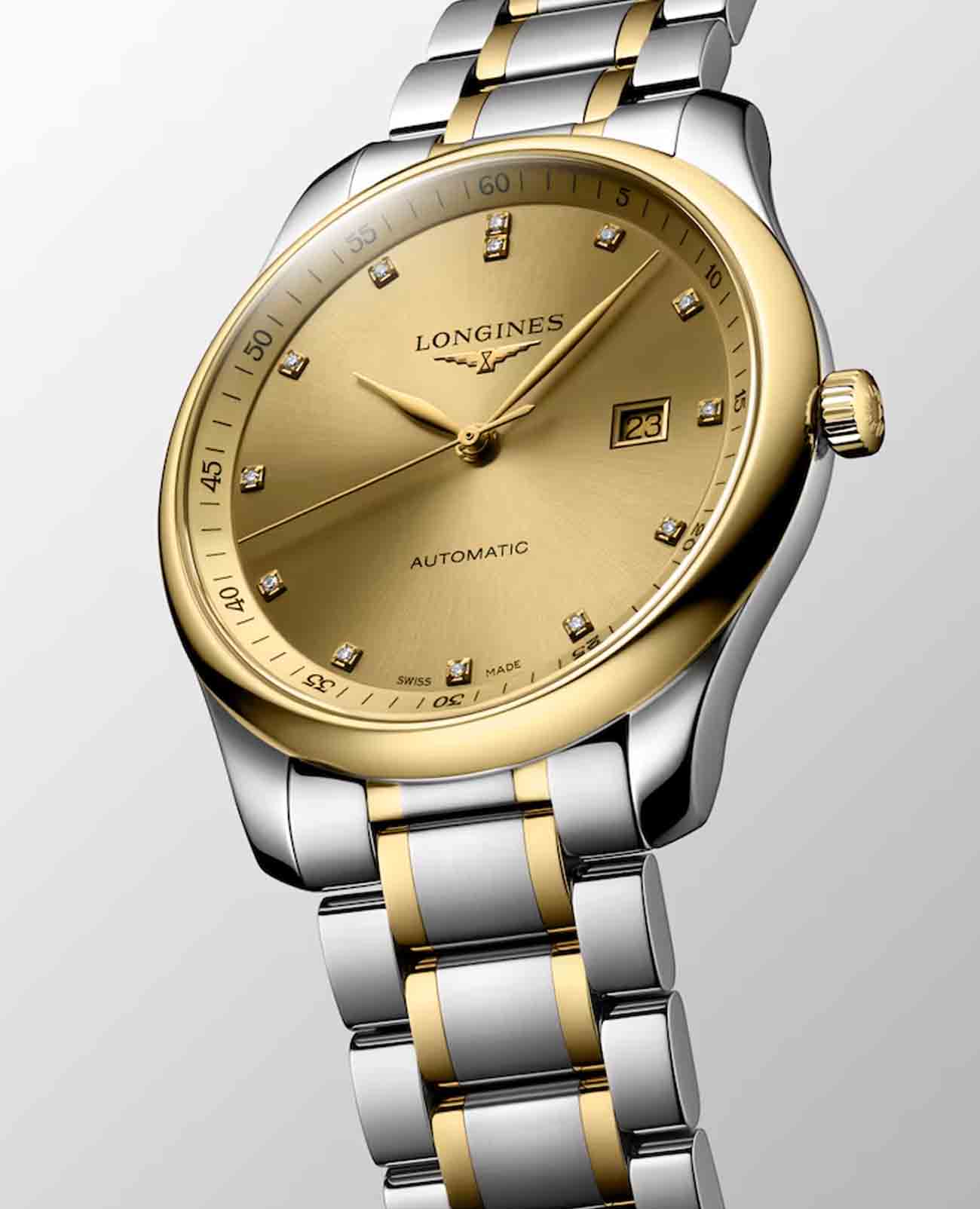 Longines Longines Master Collection L2.893.5.37.7, master collection швейцария мужские часы на браслете нержавеющая сталь + золото 18к боковой вид