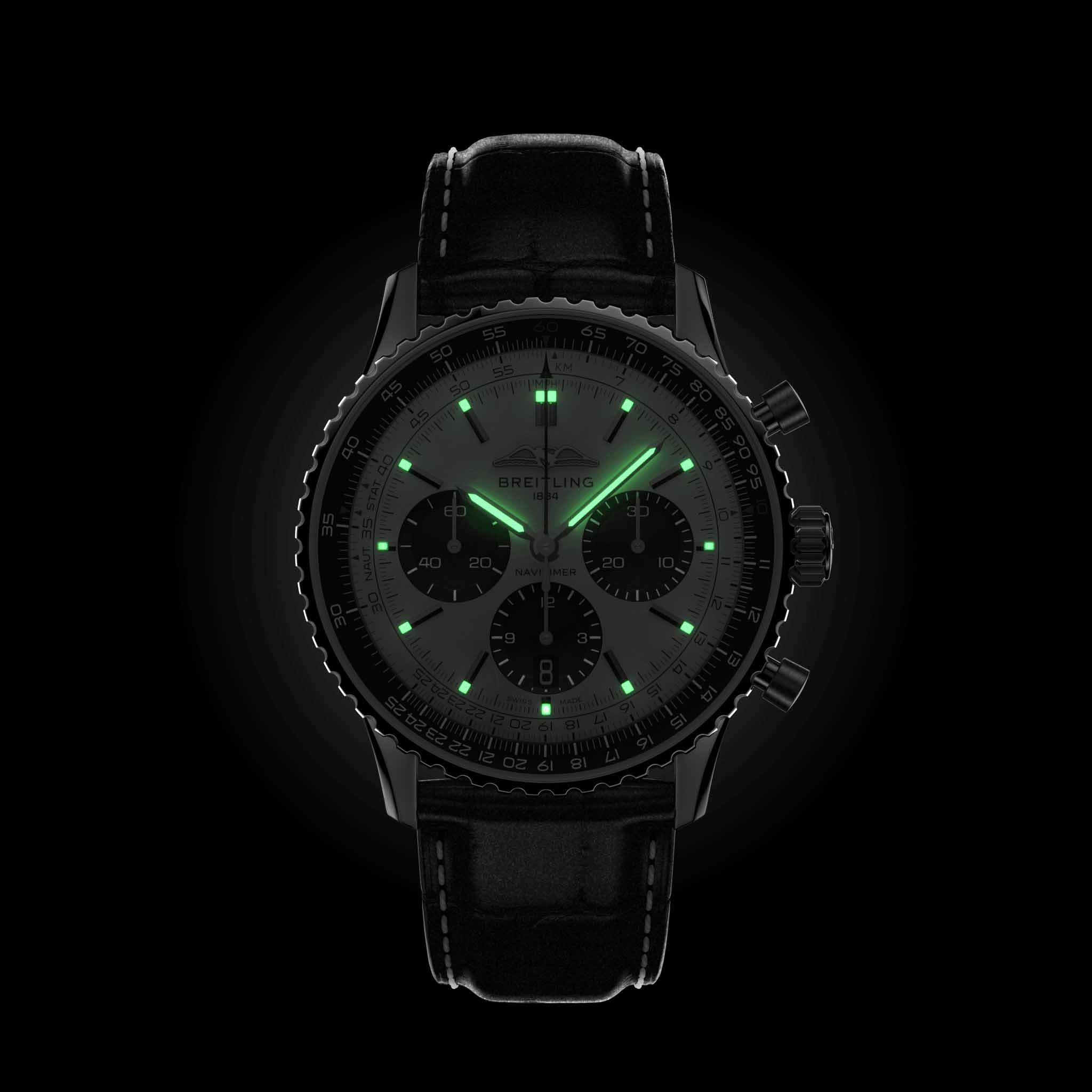 Breitling Breitling Navitimer B01 Chronograph 43 AB0138241G1P1, navitimer швейцария мужские часы на браслете кожаный боковой вид