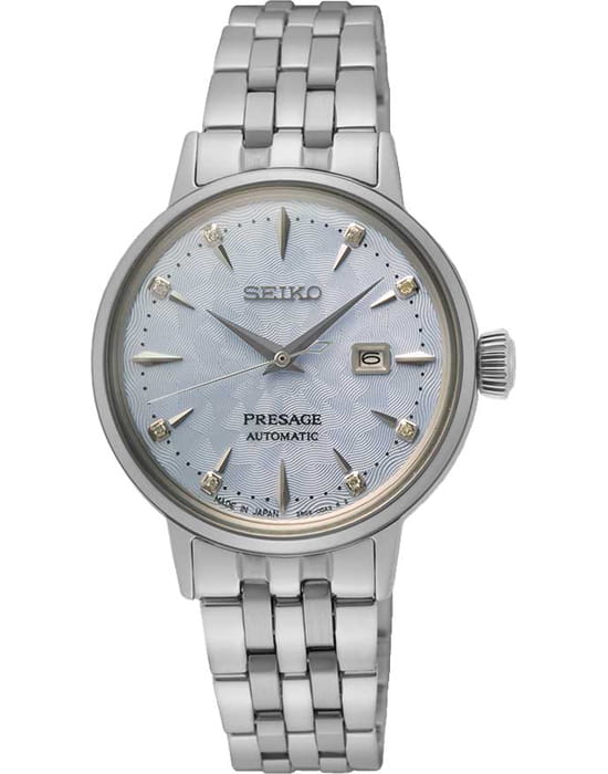 Seiko Seiko Presage Cocktail Time SRE007J1 Cocktail Time SRE007J1 механические женские часы голубой циферблат, браслет нержавеющая сталь — вид спереди