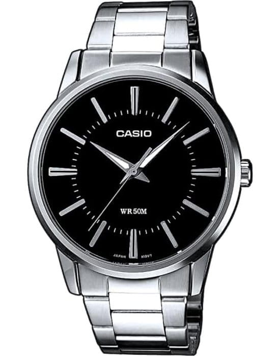 Casio Casio Collection MTP-1303D-1AVDF (MTP-1303D-1A)  MTP-1303D-1A кварцевые мужские часы черный циферблат, браслет нержавеющая сталь — вид спереди