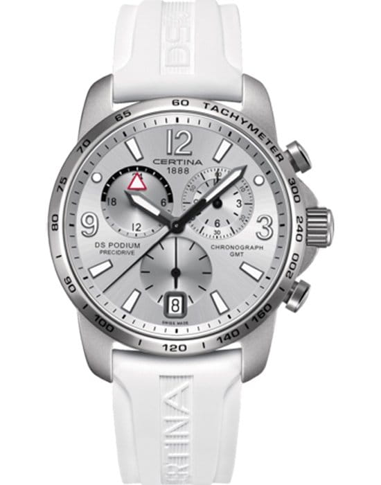 Certina Certina DS Podium Chronograph GMT Aluminium C001.639.97.037.00  C0016399703700 кварцевые мужские часы бежевый циферблат, браслет каучук — вид спереди