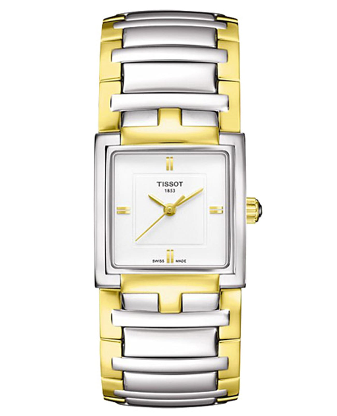 Tissot Tissot T-Trend T-Evocation T10 T051.310.22.031.00  T0513102203100 кварцевые женские часы белый циферблат, браслет нержавеющая сталь с pvd-покрытием — вид спереди