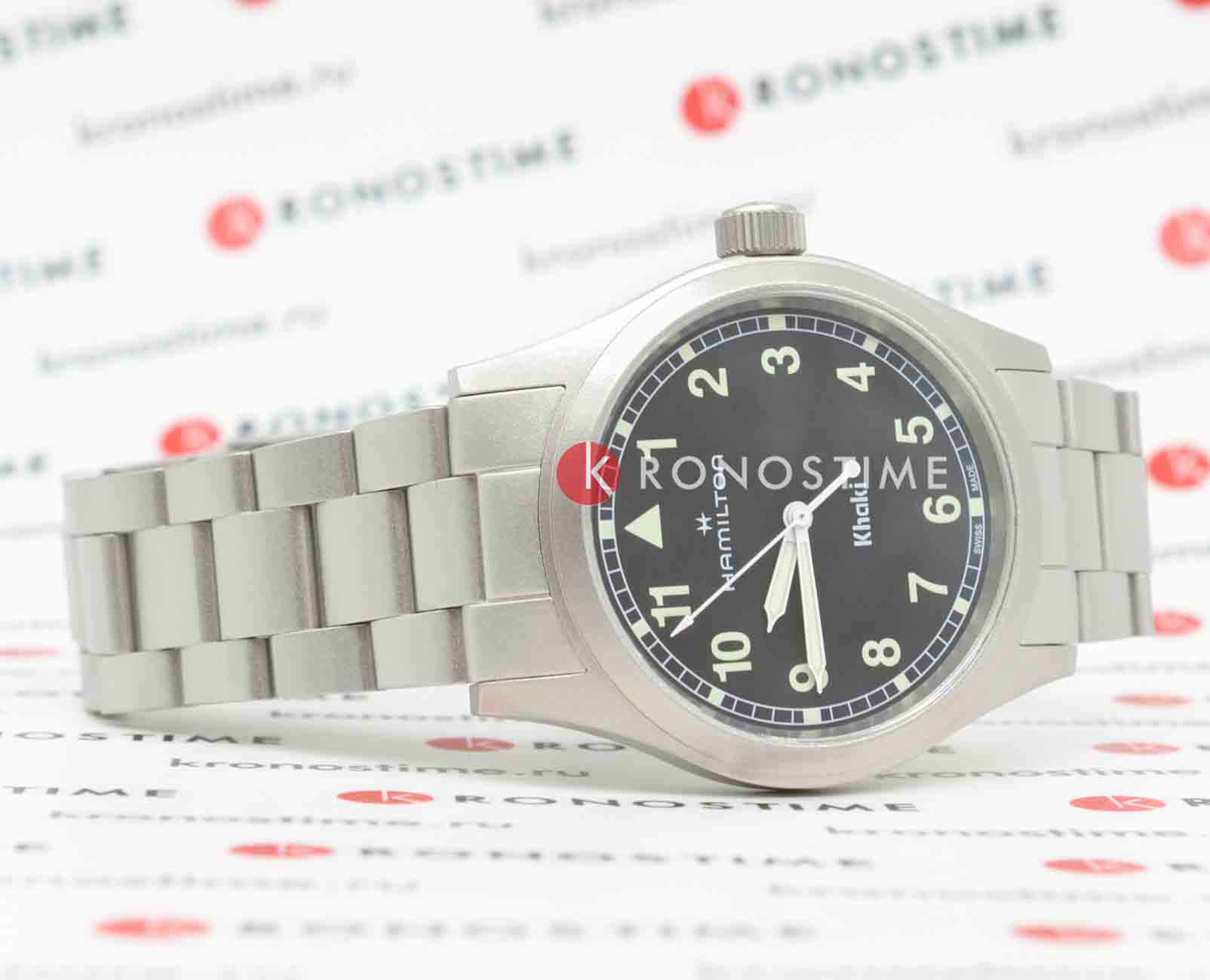 Hamilton Hamilton Khaki Field Quartz 38mm H69401130 мужские часы черный циферблат на запястье