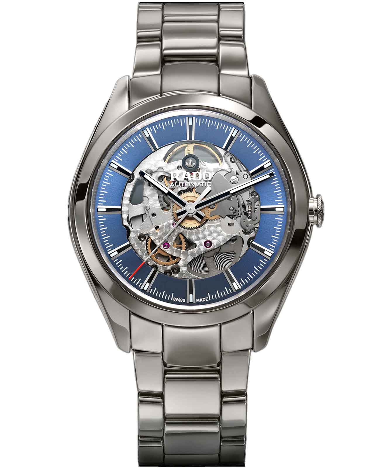 Rado Rado Hyperchrome Automatic R32020202 Automatic R32020202 механические мужские часы синий циферблат, браслет нержавеющая сталь — вид спереди