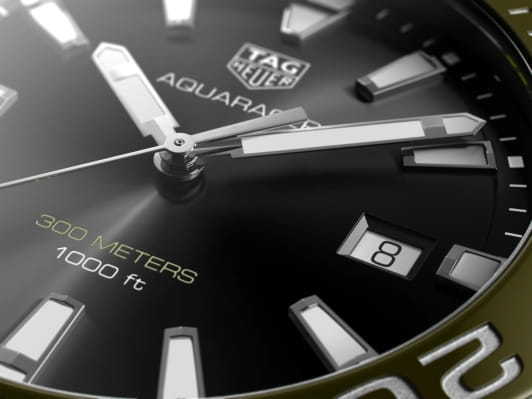 TAG Heuer TAG Heuer Aquaracer WAY101L.FC8222 кварцевые мужские часы часы крупный план зеленый циферблата