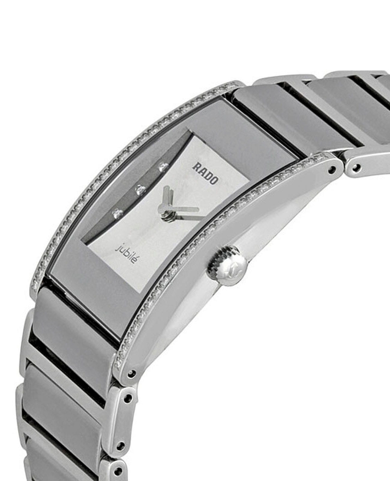 Rado Rado Integral Diamonds R20733712, integral швейцария женские часы на браслете сталь + керамические вставки боковой вид