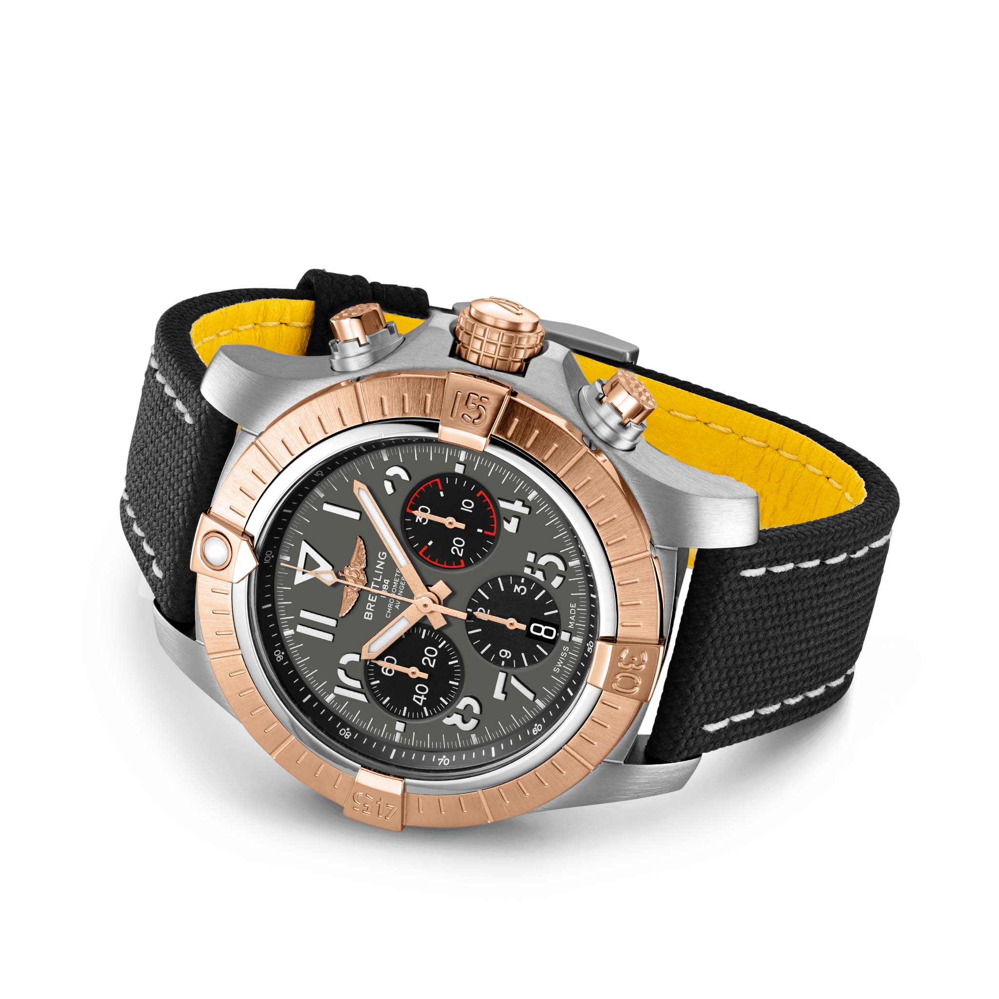Breitling Breitling Avenger B01 Chronograph 45 UB01821A1B1X2, avenger швейцария мужские часы на браслете кожаный боковой вид