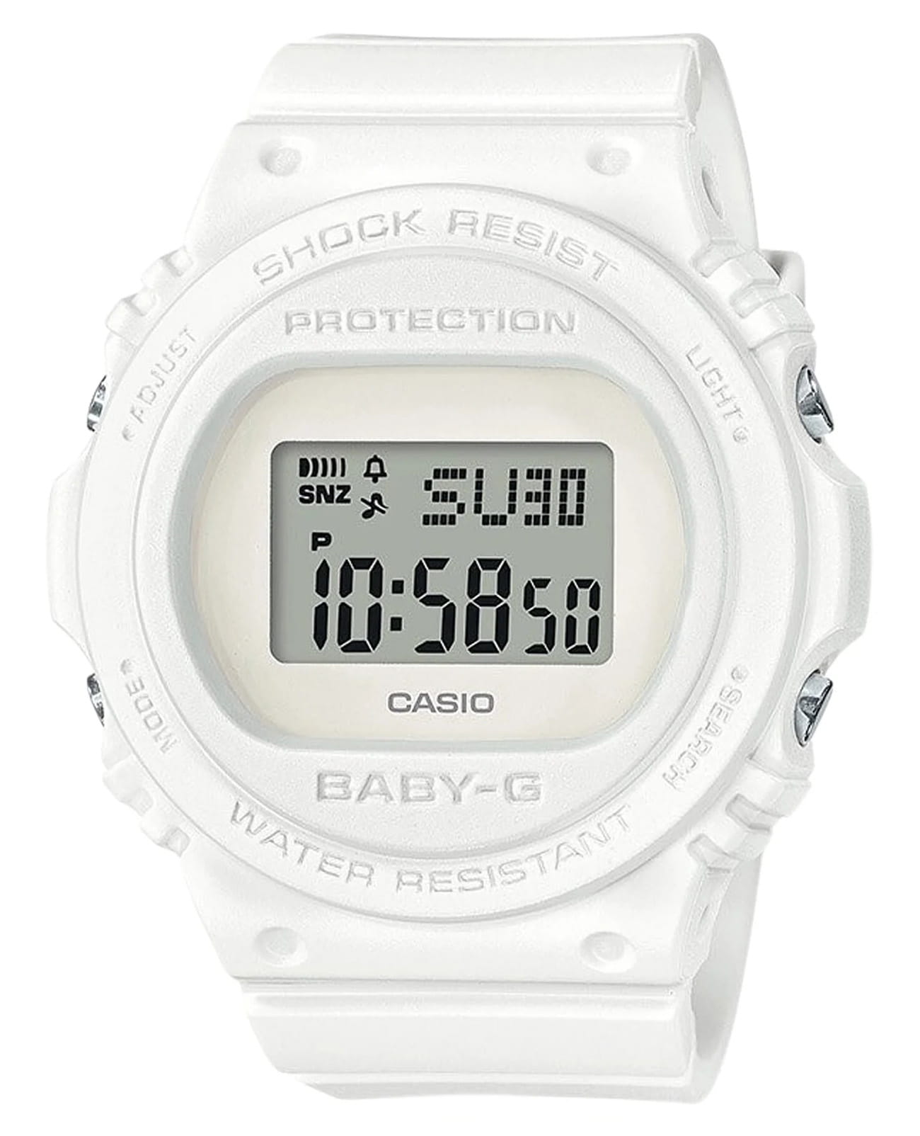 Casio Casio Baby-G BGD-570-7DR (BGD-570-7)  BGD-570-7 электронные женские часы белый циферблат, браслет пластик — вид спереди