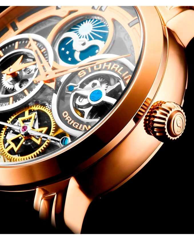 Stuhrling Stuhrling Luciano 371B.04,  сша мужские часы на браслете нержавеющая сталь с pvd-покрытием боковой вид