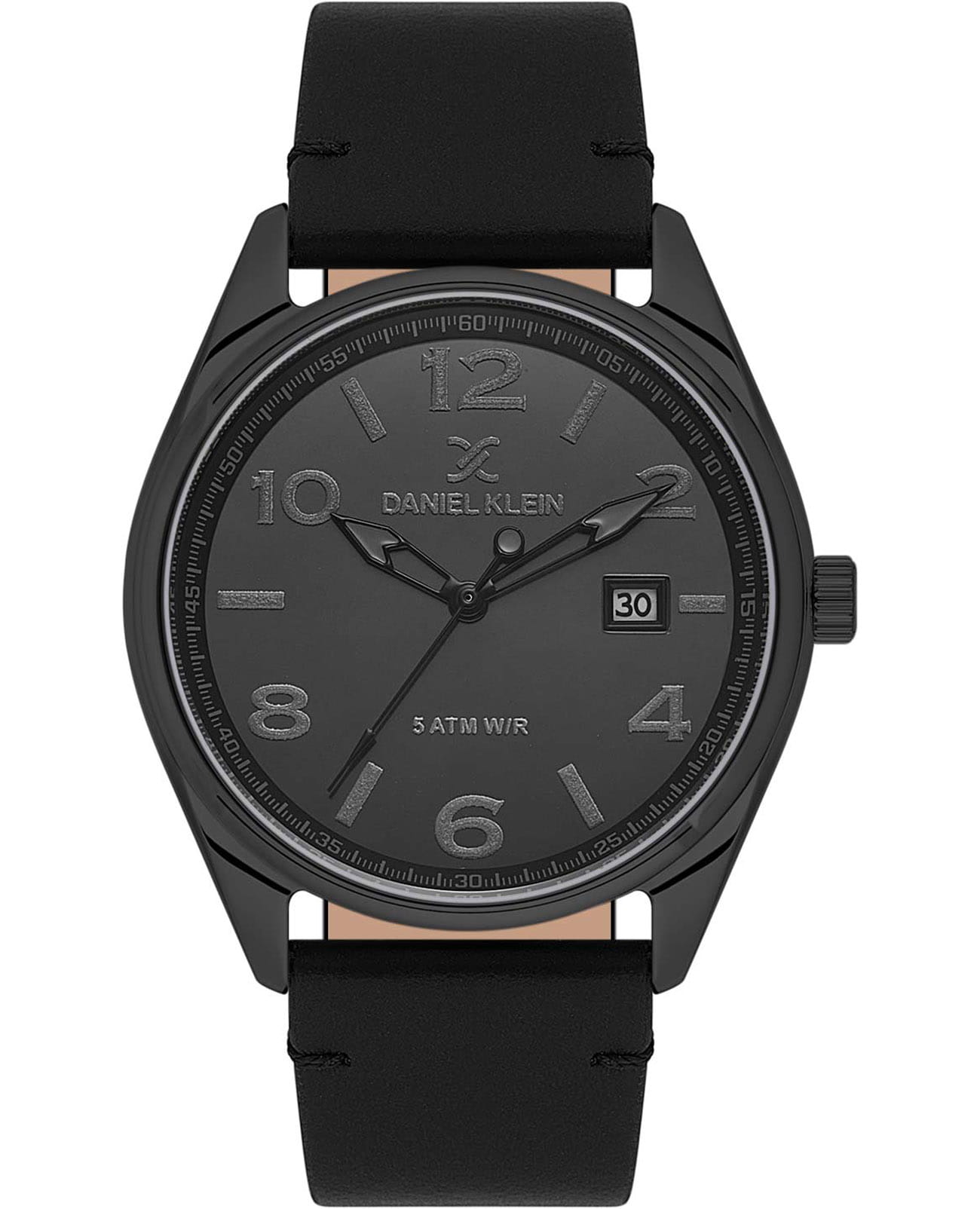 Daniel Klein Daniel Klein Premium DK.1.13732-5  DK.1.13732-5 кварцевые мужские часы черный циферблат, браслет кожаный — вид спереди