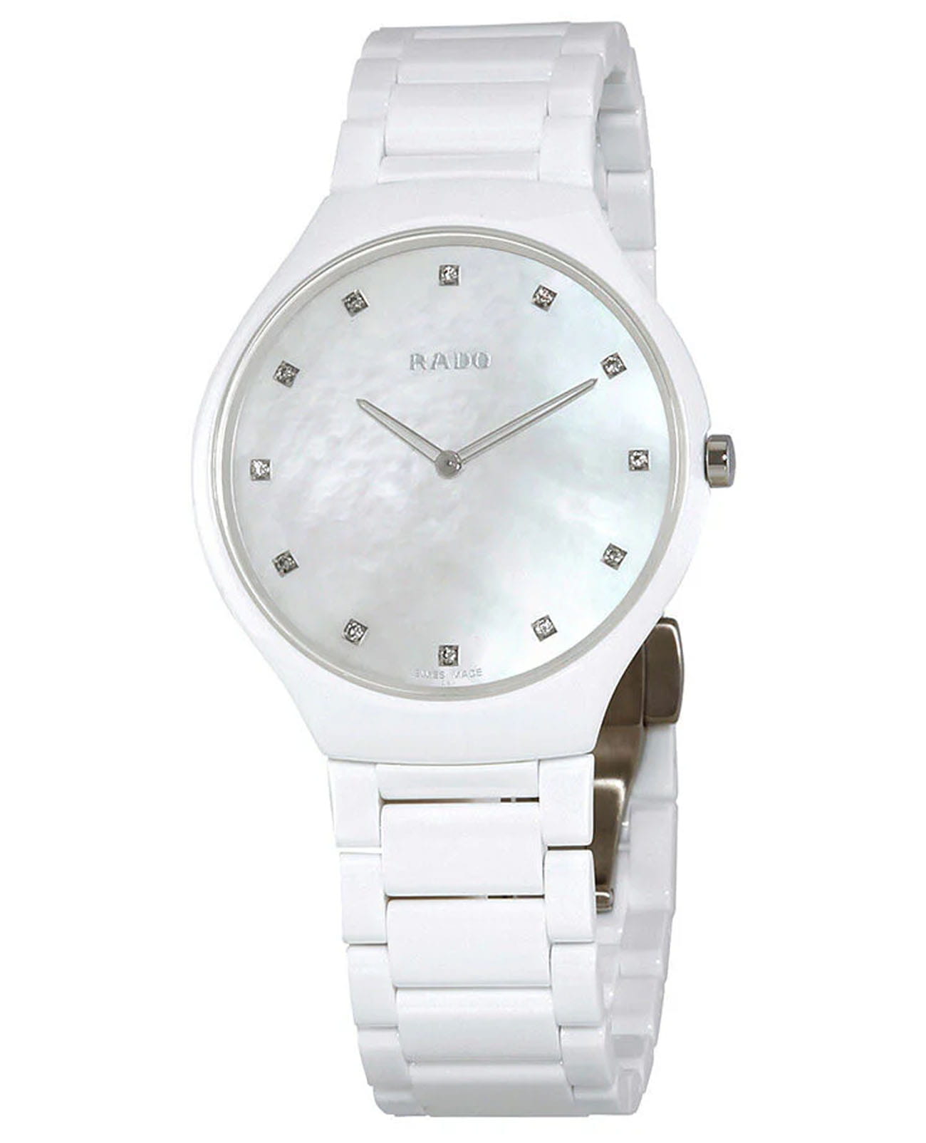 Rado Rado True Thinline Diamonds R27957912, true thinline швейцария женские часы на браслете высокотехнологичная плазменная керамика боковой вид