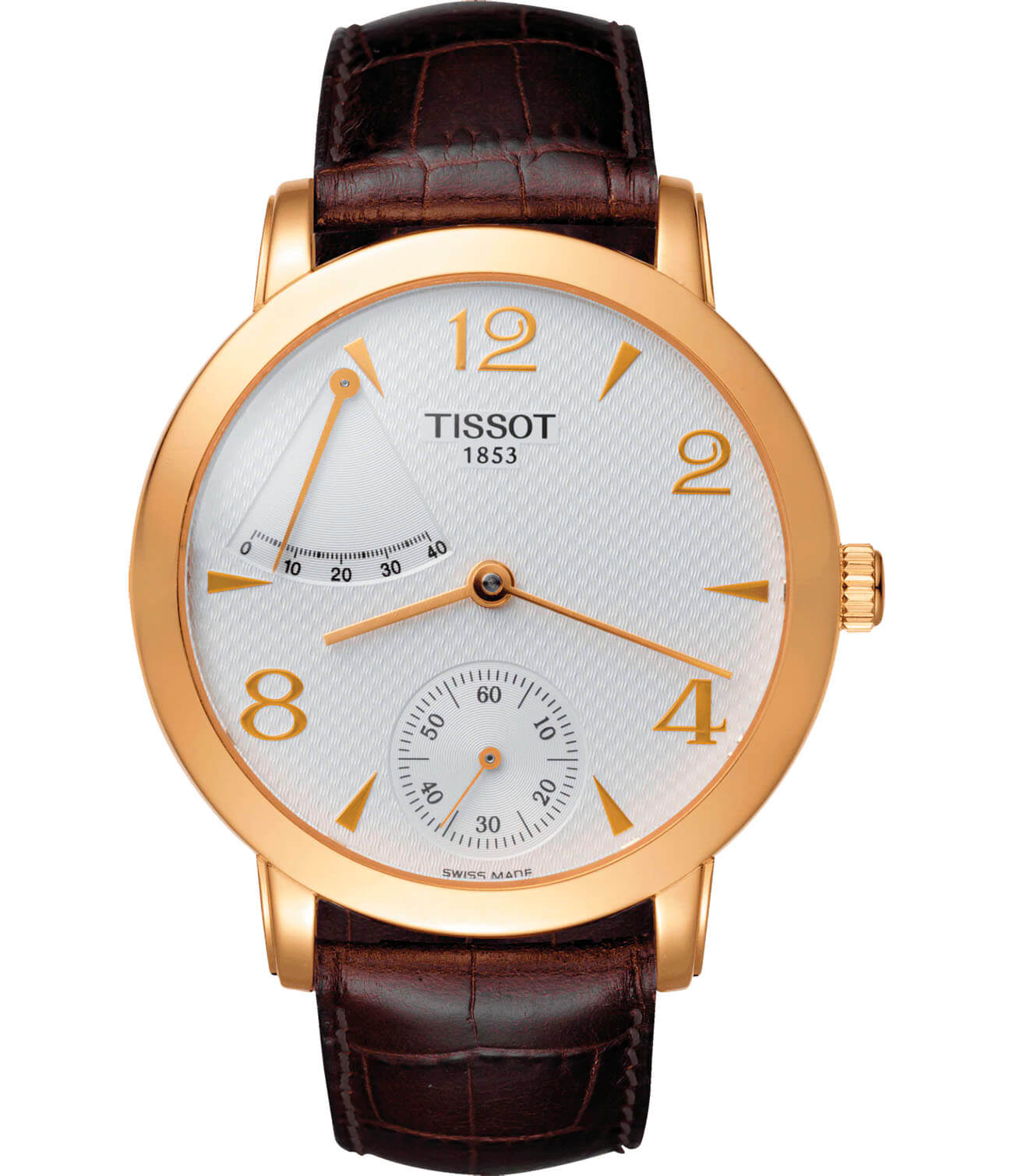 Tissot Tissot Sculpture Line Mechanical Power Reserve T71.3.459.34  T71345934 механические мужские часы белый циферблат, браслет кожаный — вид спереди
