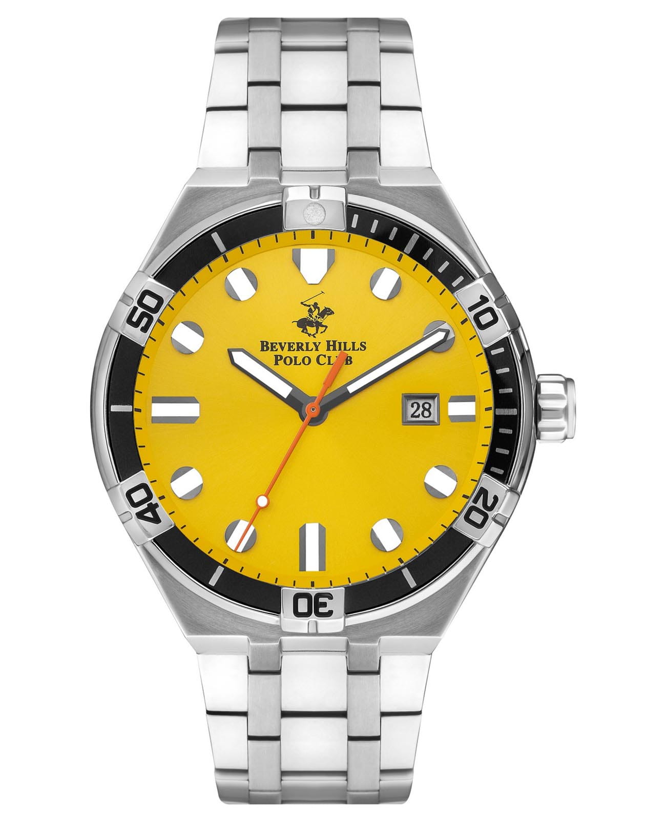 Beverly Hills Polo Club Beverly Hills Polo Club BP3404X.380  BP3404X.380 кварцевые мужские часы желтый циферблат, браслет нержавеющая сталь — вид спереди