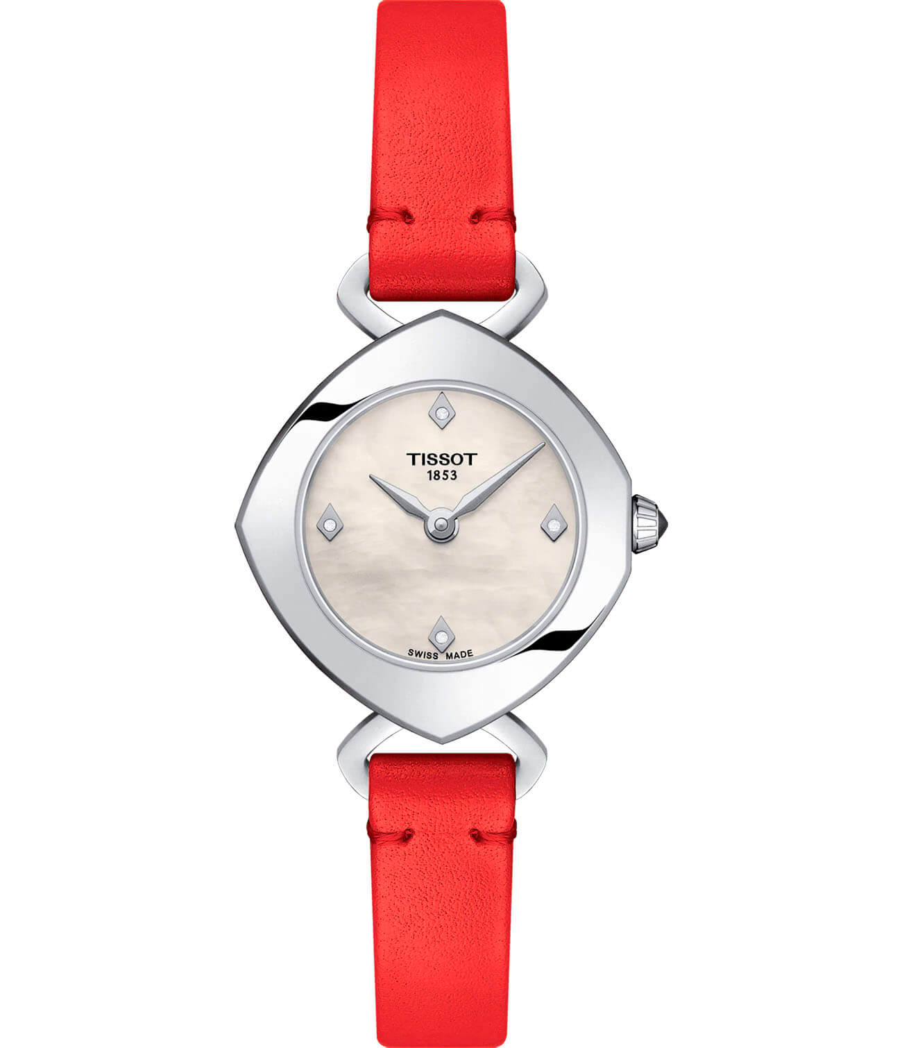 Tissot Tissot Femini-T T113.109.16.116.00  T1131091611600 кварцевые женские часы перламутровый циферблат, браслет кожаный — вид спереди