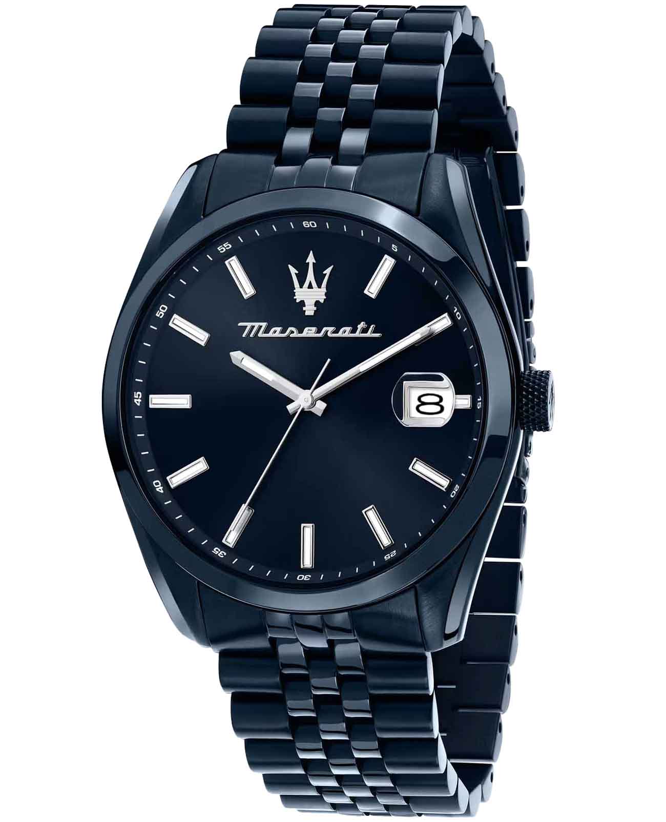 Maserati Maserati Attrazione R8853151016  R8853151016 кварцевые мужские часы синий циферблат, браслет нержавеющая сталь с pvd-покрытием — вид спереди