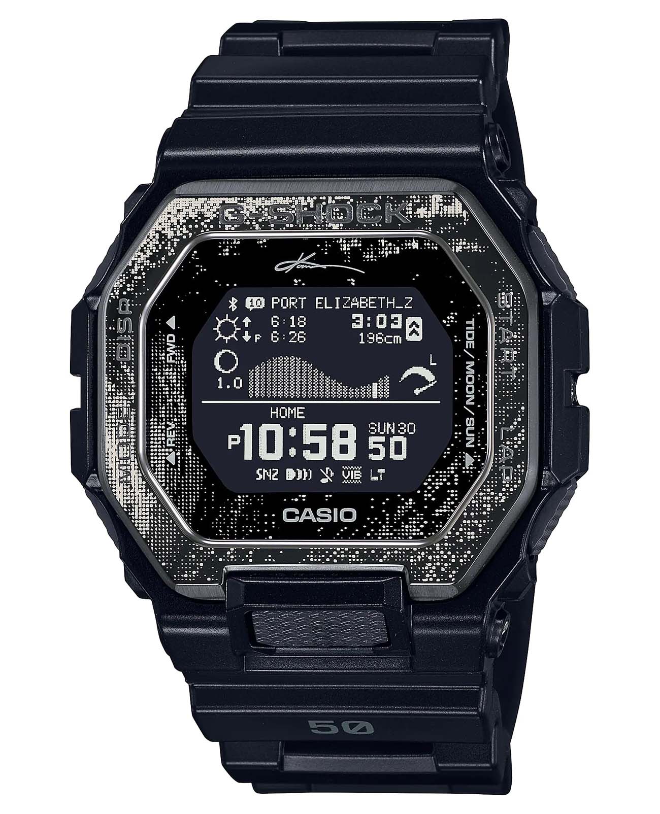 Casio Casio G-Shock GBX-100KI-1E  GBX-100KI-1E электронные мужские часы черный циферблат, браслет полимер — вид спереди