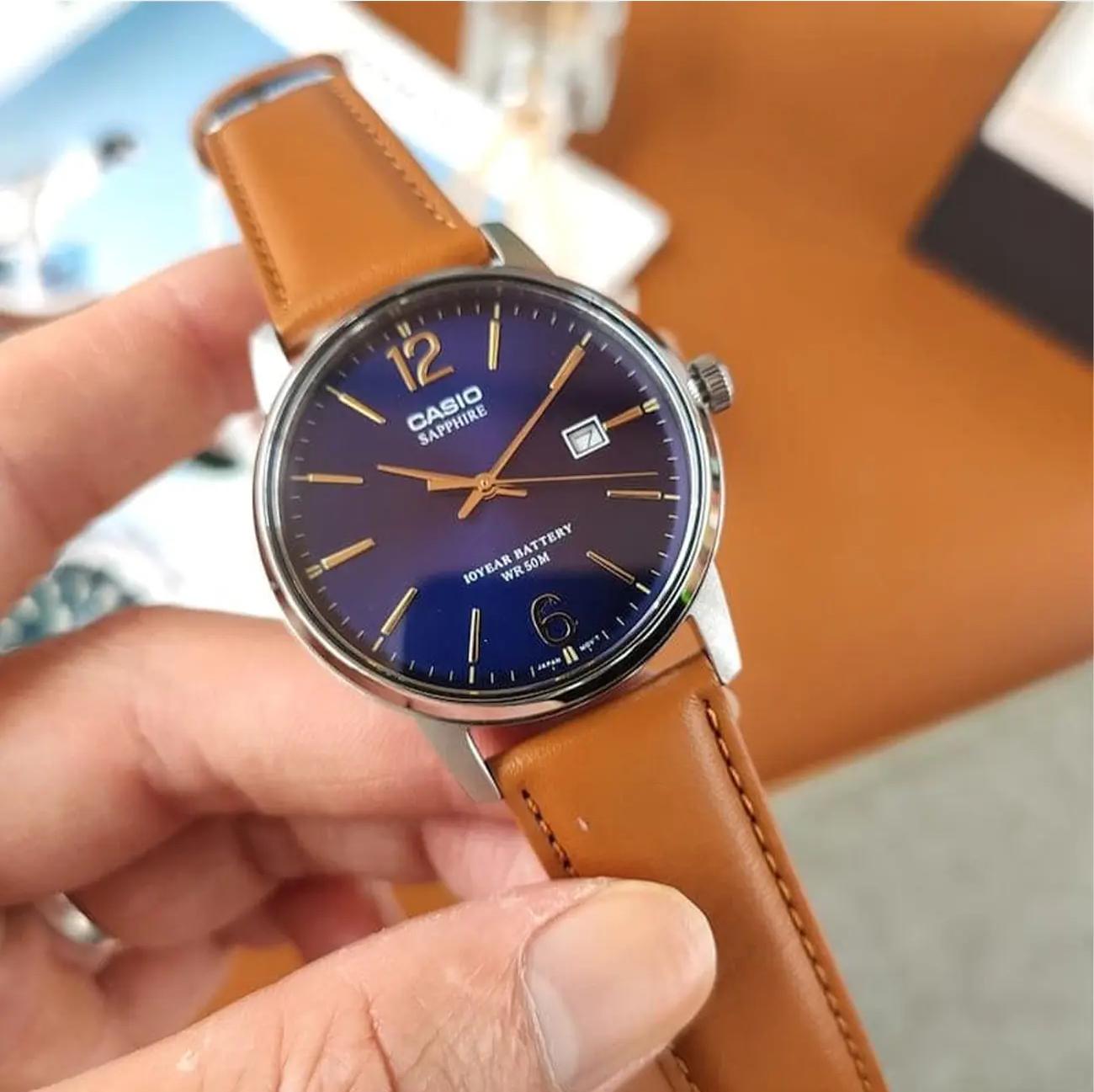 Casio Casio Collection MTS-110L-2A кварцевые мужские часы часы крупный план синий циферблата