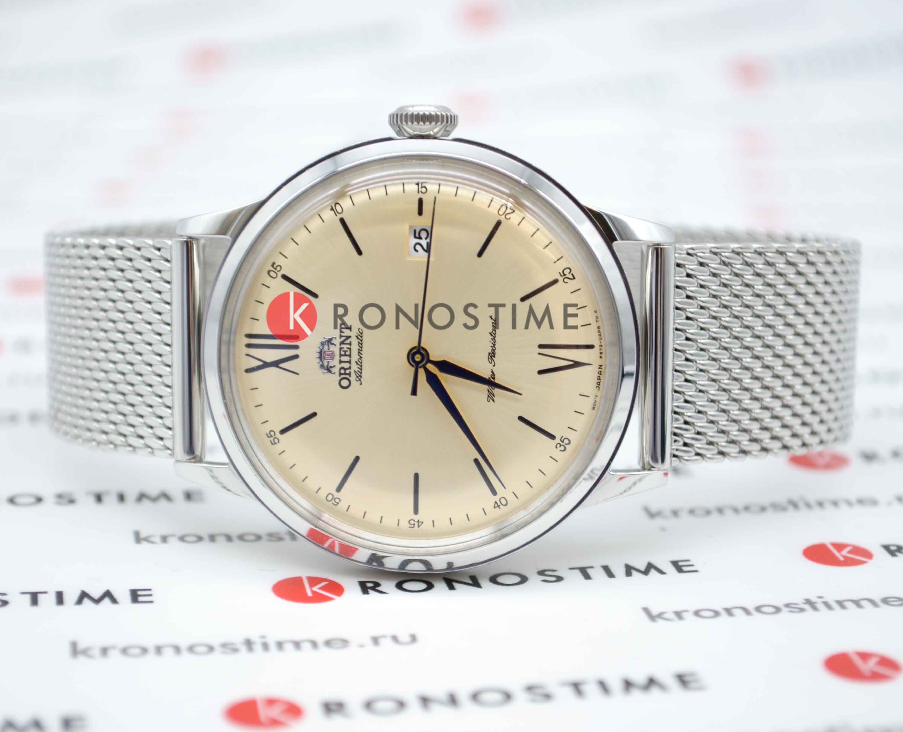 Orient Orient Automatic RA-AC0020G (RN-AC0020G) механические мужские часы часы крупный план бежевый циферблата