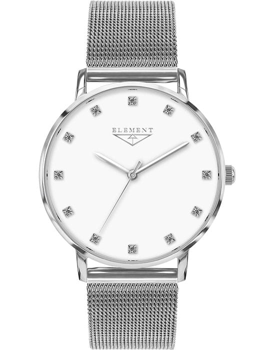 33 Element 33 Element 331803  331803 кварцевые женские часы белый циферблат, браслет нержавеющая сталь — вид спереди