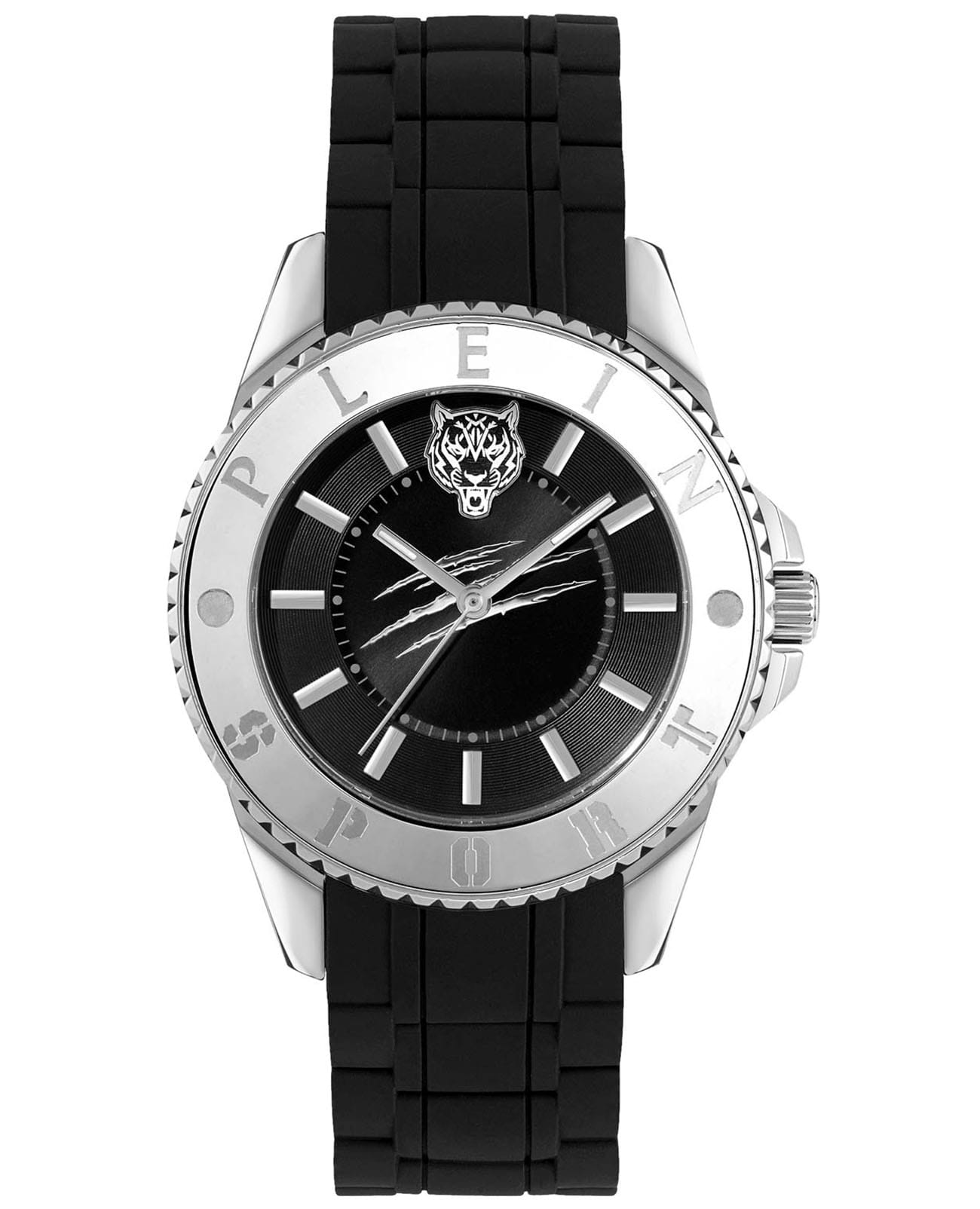 Plein Sport Plein Sport Glam PSKBA0123  PSKBA0123 кварцевые женские часы черный циферблат, браслет силикон — вид спереди