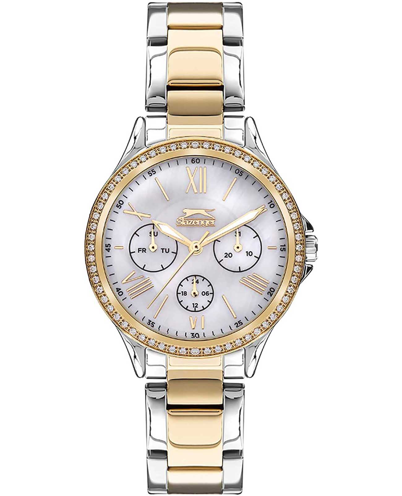 Slazenger Slazenger SL.09.2021.4.04  SL.09.2021.4.04 кварцевые женские часы  циферблат, браслет суперметалл с pvd покрытием — вид спереди