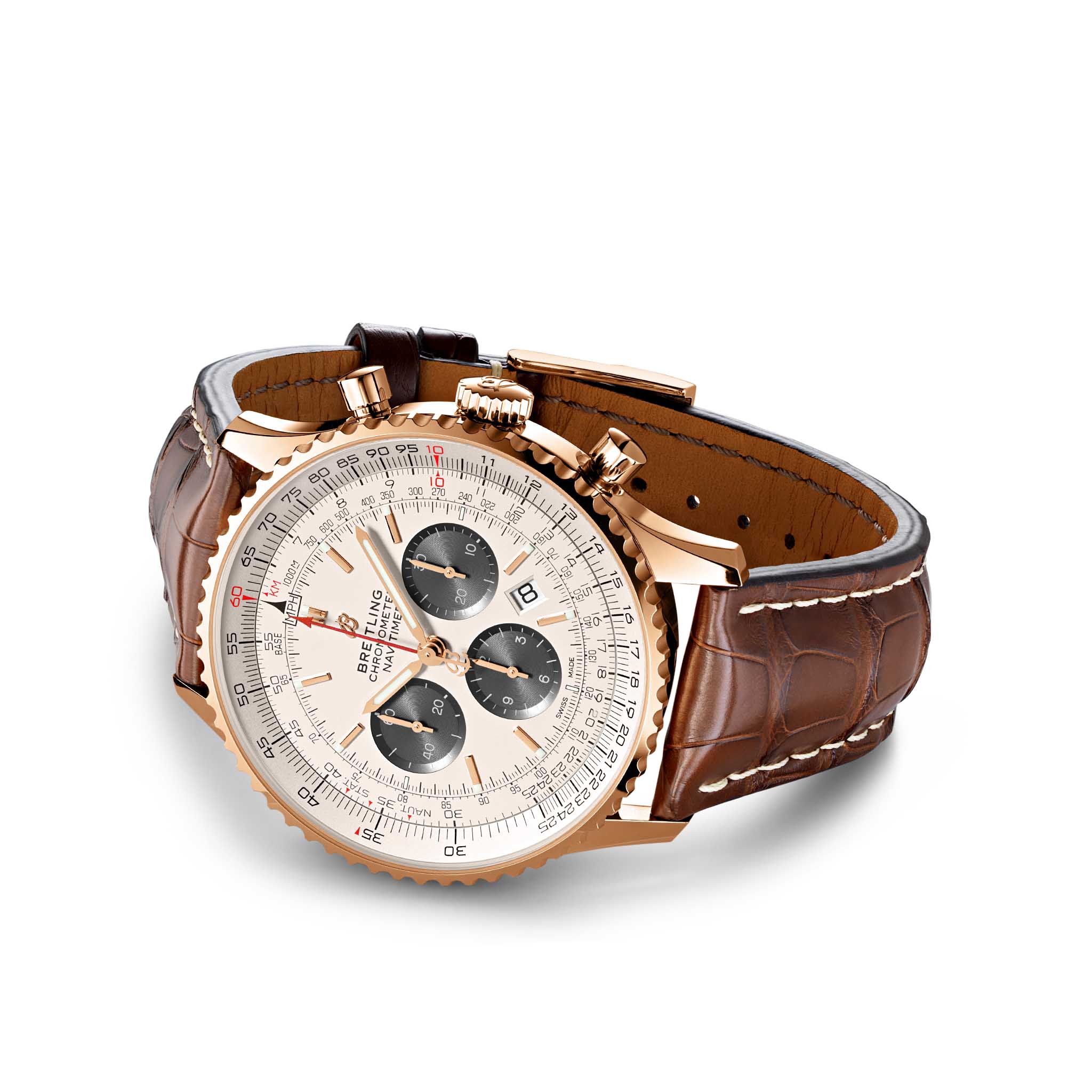 Breitling Breitling Navitimer B01 Chronograph 46 RB0127121G1P1, navitimer швейцария мужские часы на браслете кожаный боковой вид