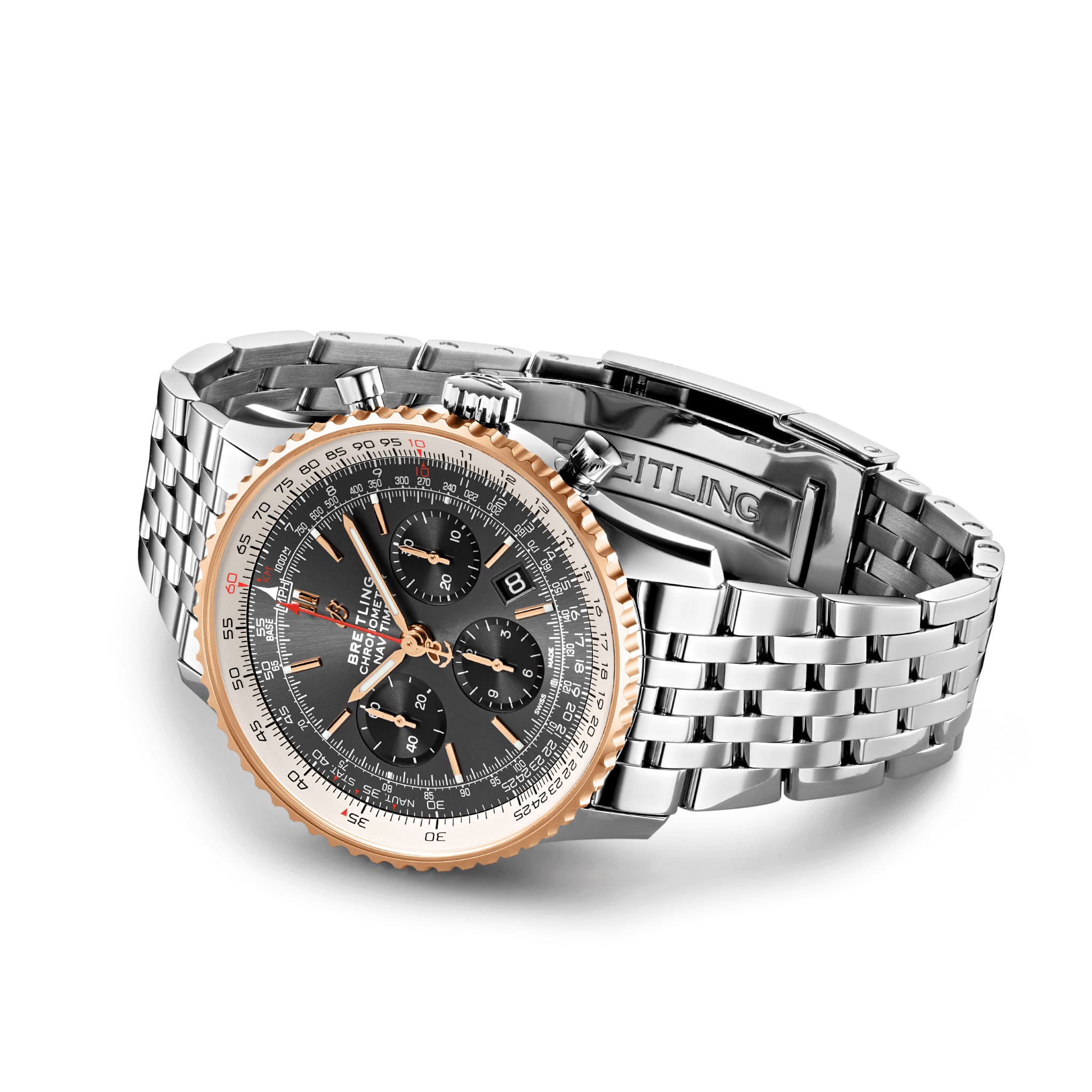 Breitling Breitling Navitimer B01 Chronograph 43 UB0121211F1A1, navitimer швейцария мужские часы на браслете нержавеющая сталь боковой вид