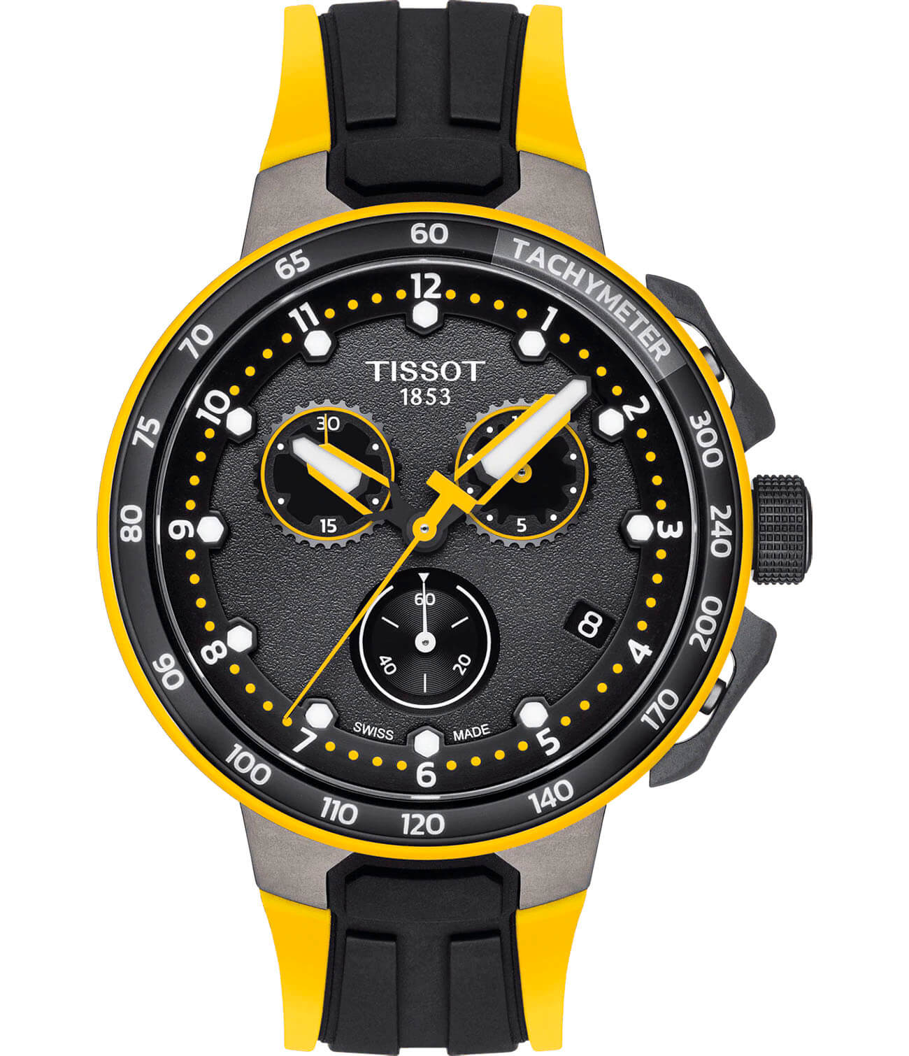 Tissot Tissot T-Race Cycling Tour De France 2019 T111.417.37.057.00 T Race Cycling T1114173705700 кварцевые мужские часы черный циферблат, браслет силикон — вид спереди