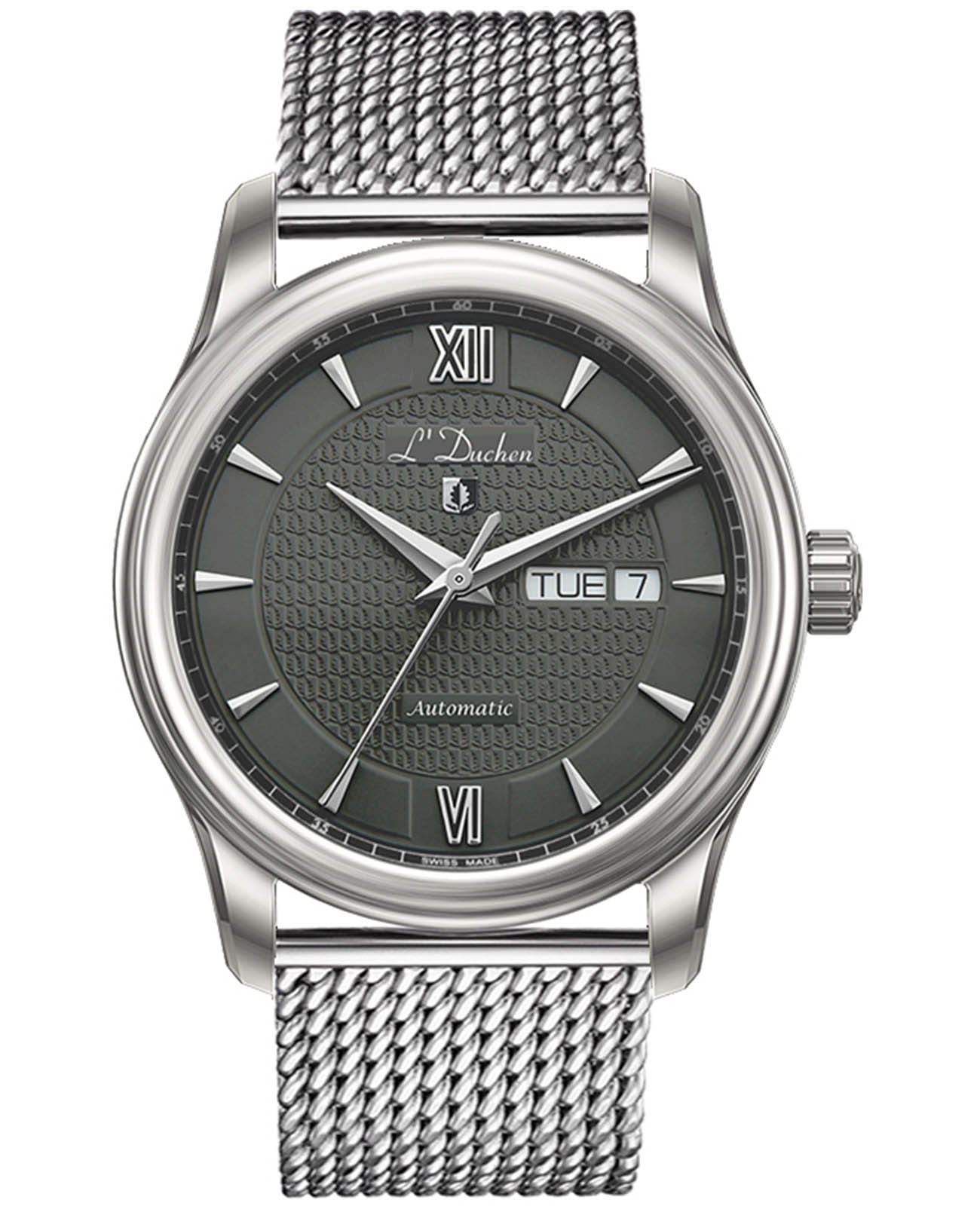 L'Duchen L'Duchen Tradition D253.11.21 M  D 253.11.21 M механические мужские часы серый циферблат, браслет нержавеющая сталь — вид спереди