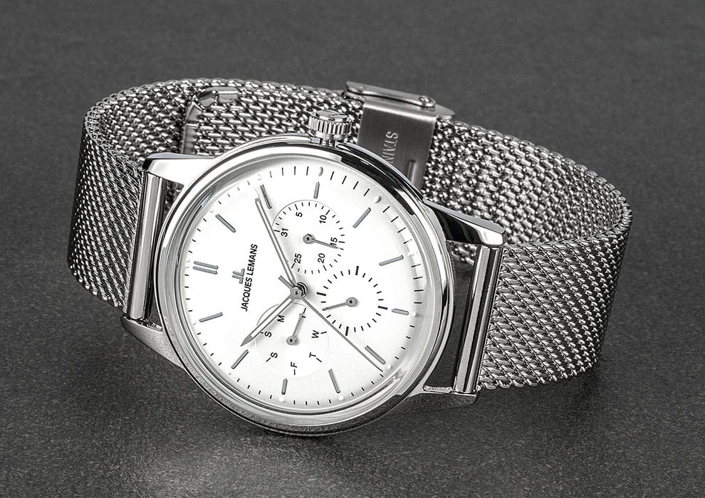 Jacques Lemans Jacques Lemans Retro Classic 1-2061G,  австрия мужские часы на браслете нержавеющая сталь боковой вид