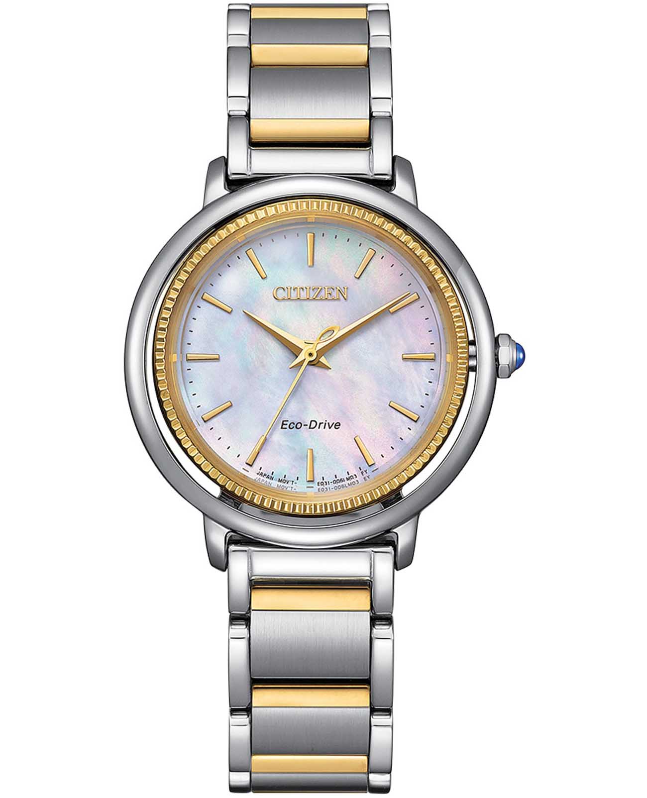 Citizen Citizen Citizen L EM1104-83D  EM1104-83D кварцевые женские часы перламутровый циферблат, браслет нержавеющая сталь с ip-покрытием — вид спереди