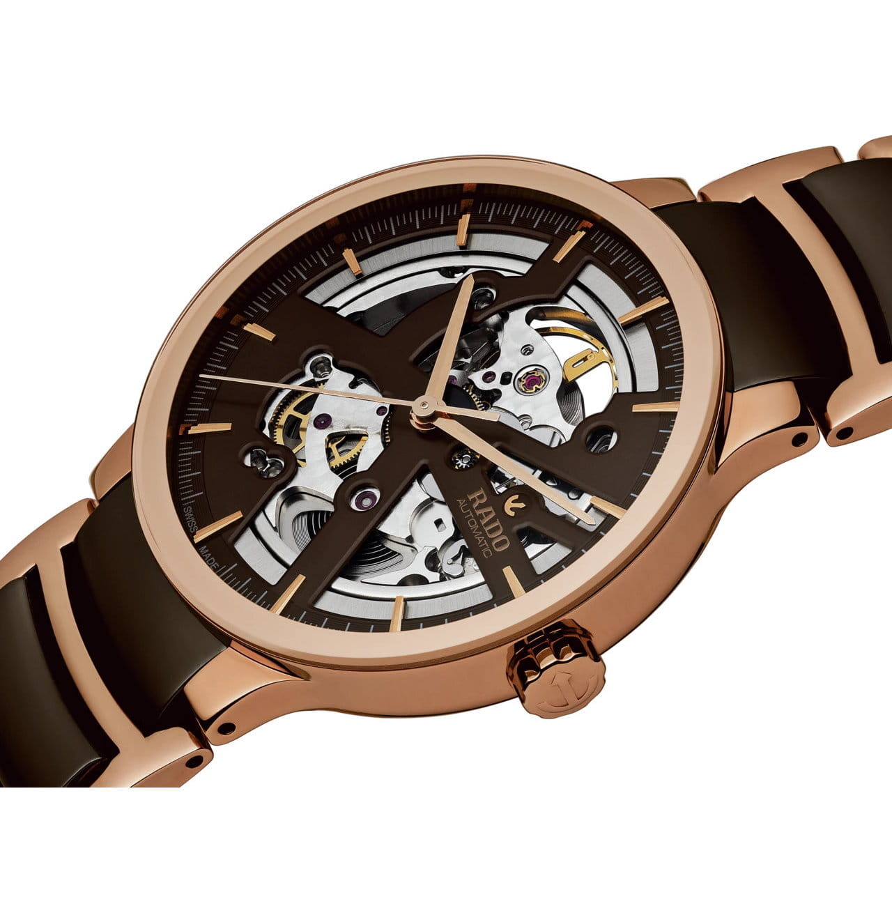 Rado Rado Centrix Automatic Open Heart R30181312, centrix швейцария мужские часы на браслете сталь + pvd + керамика боковой вид