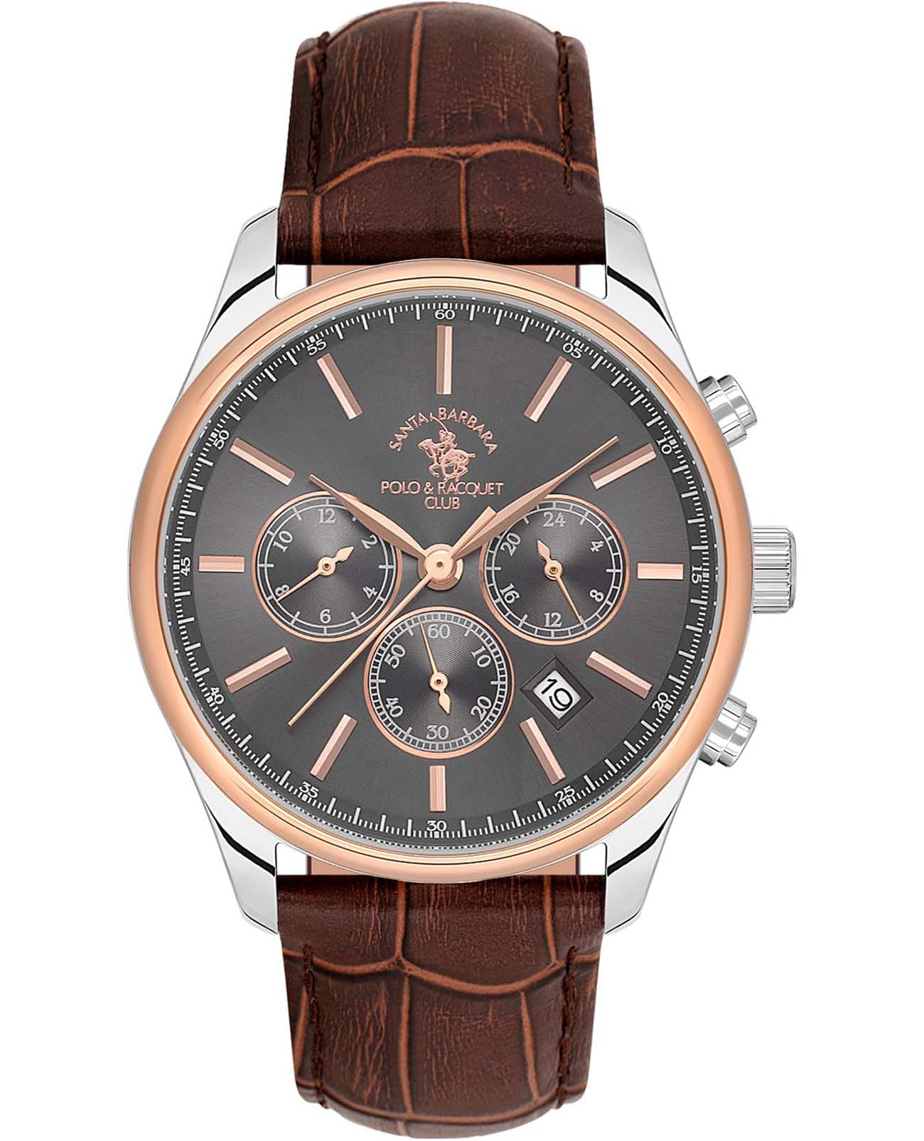 Santa Barbara Polo & Racquet Club Santa Barbara Polo & Racquet Club Noble SB.1.10581-5  SB.1.10581-5 кварцевые мужские часы серый циферблат, браслет кожаный — вид спереди