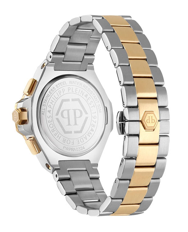 Philipp Plein Philipp Plein Plein Chrono Royal 46 MM PWPRA0324, the skeleton германия мужские часы на браслете нержавеющая сталь с pvd-покрытием боковой вид