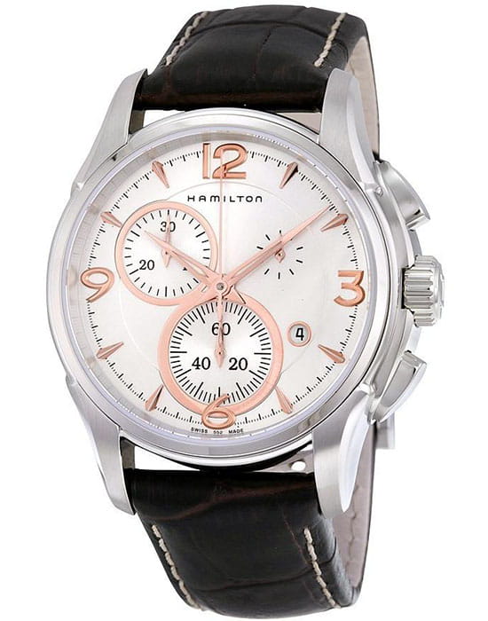 Hamilton Hamilton Jazzmaster Chrono Quartz H32612555, jazzmaster швейцария мужские часы на браслете кожаный боковой вид