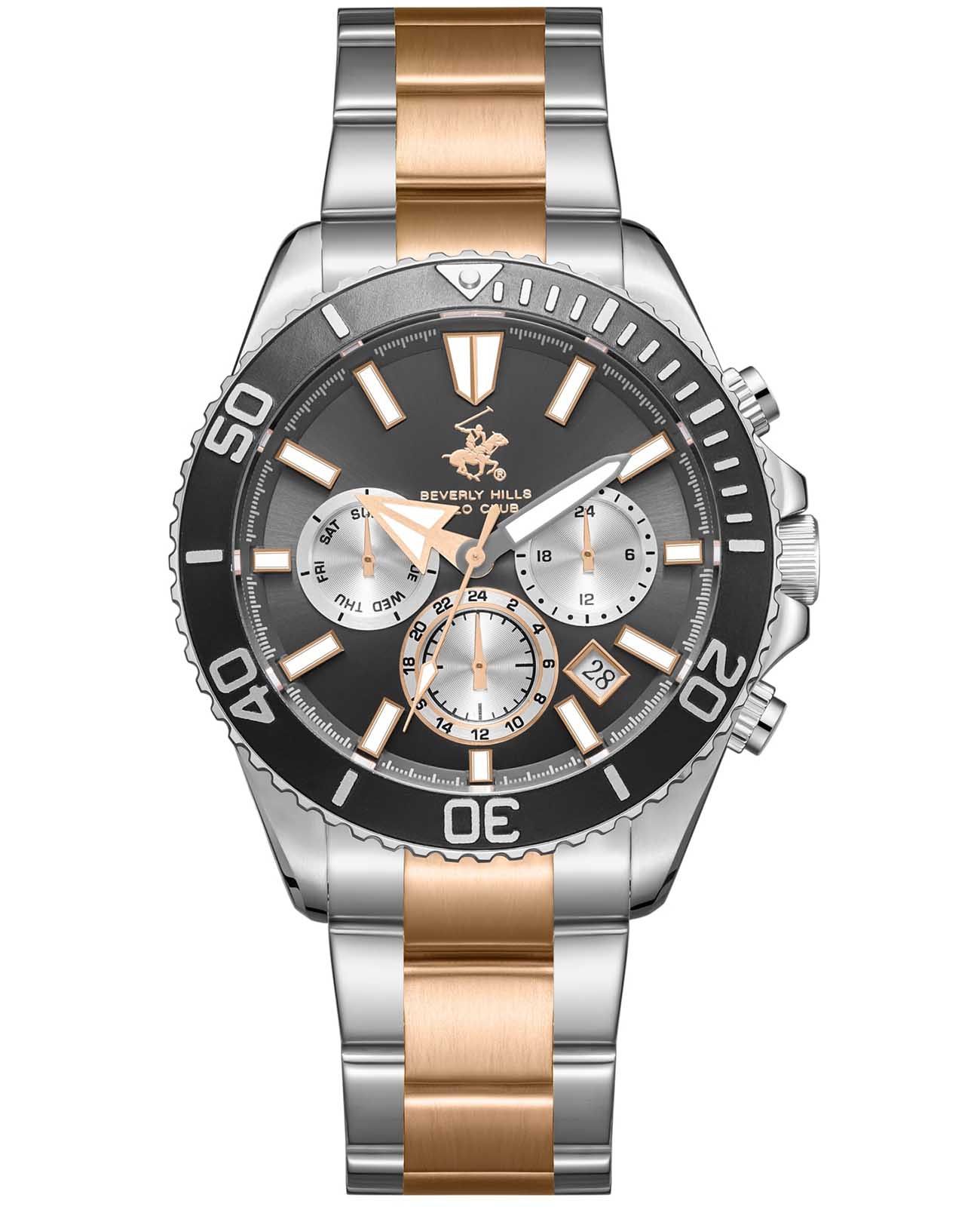 Beverly Hills Polo Club Beverly Hills Polo Club BP3721X.560  BP3721X.560 кварцевые мужские часы черный циферблат, браслет нержавеющая сталь с pvd-покрытием — вид спереди