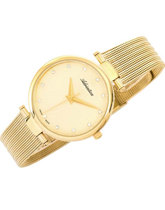 Adriatica Adriatica A3689.1141Q,  швейцария женские часы на браслете сталь c pvd покрытием боковой вид