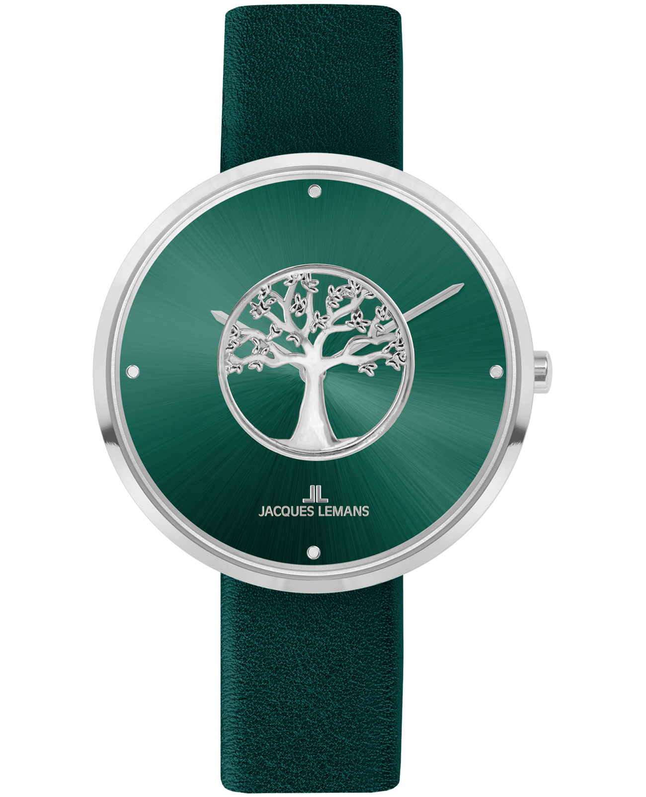 Jacques Lemans Jacques Lemans Design Collection 1-2092E  1-2092E кварцевые женские часы зеленый циферблат, браслет кожаный — вид спереди