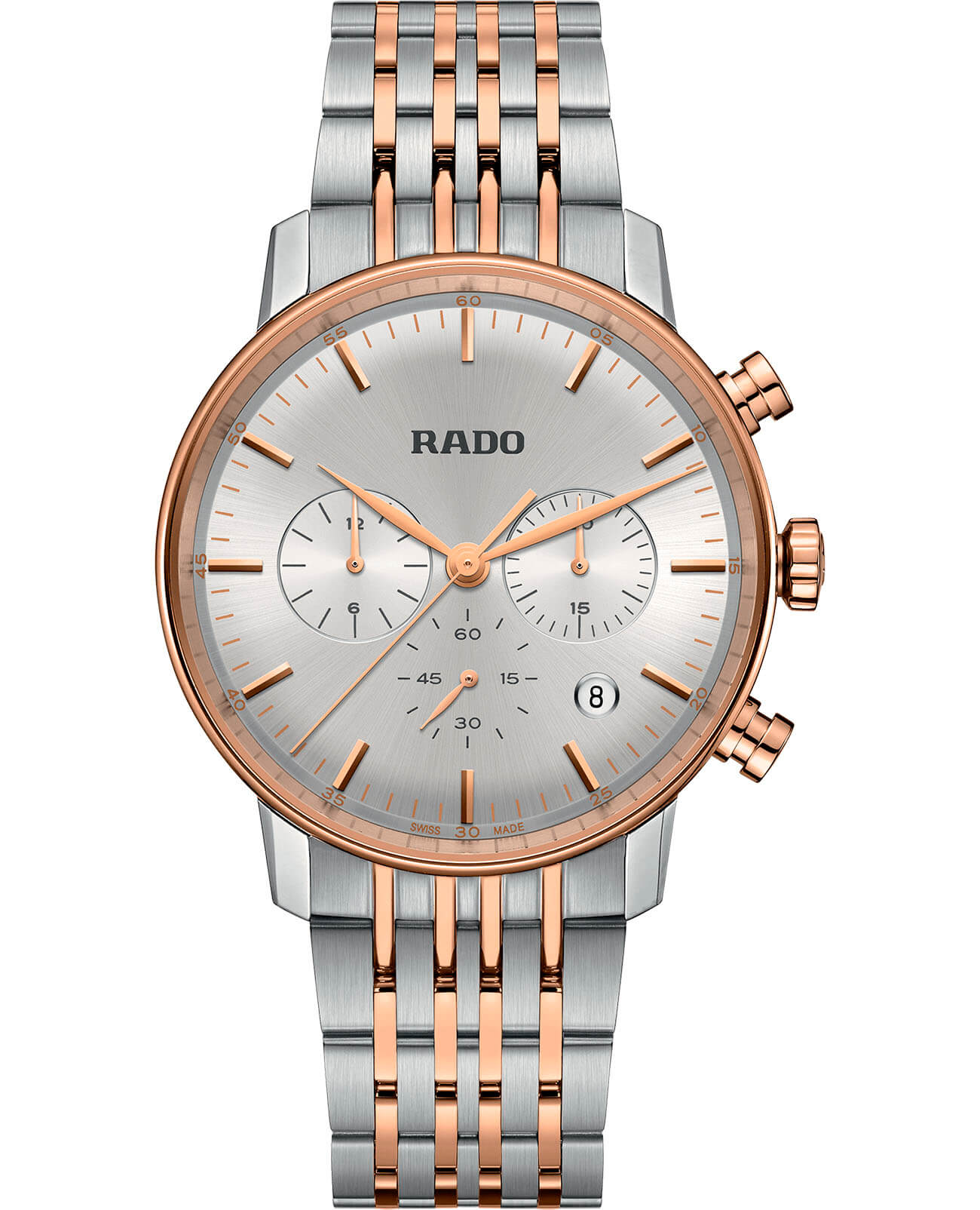 Rado Rado Coupole Classic R22910123 Classic R22910123 кварцевые мужские часы серебристый циферблат, браслет сталь c pvd покрытием — вид спереди