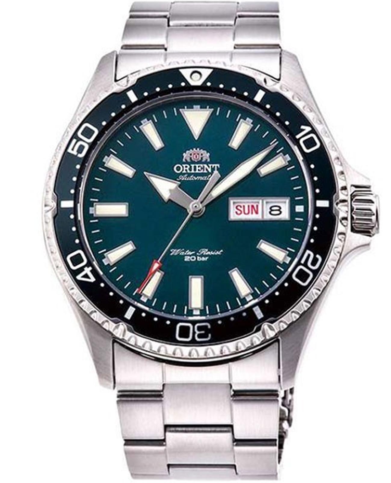 Orient Orient Diving Sport Automatic RA-AA0004E (RN-AA0004E)  RA-AA0004E механические мужские часы синий циферблат, браслет нержавеющая сталь — вид спереди